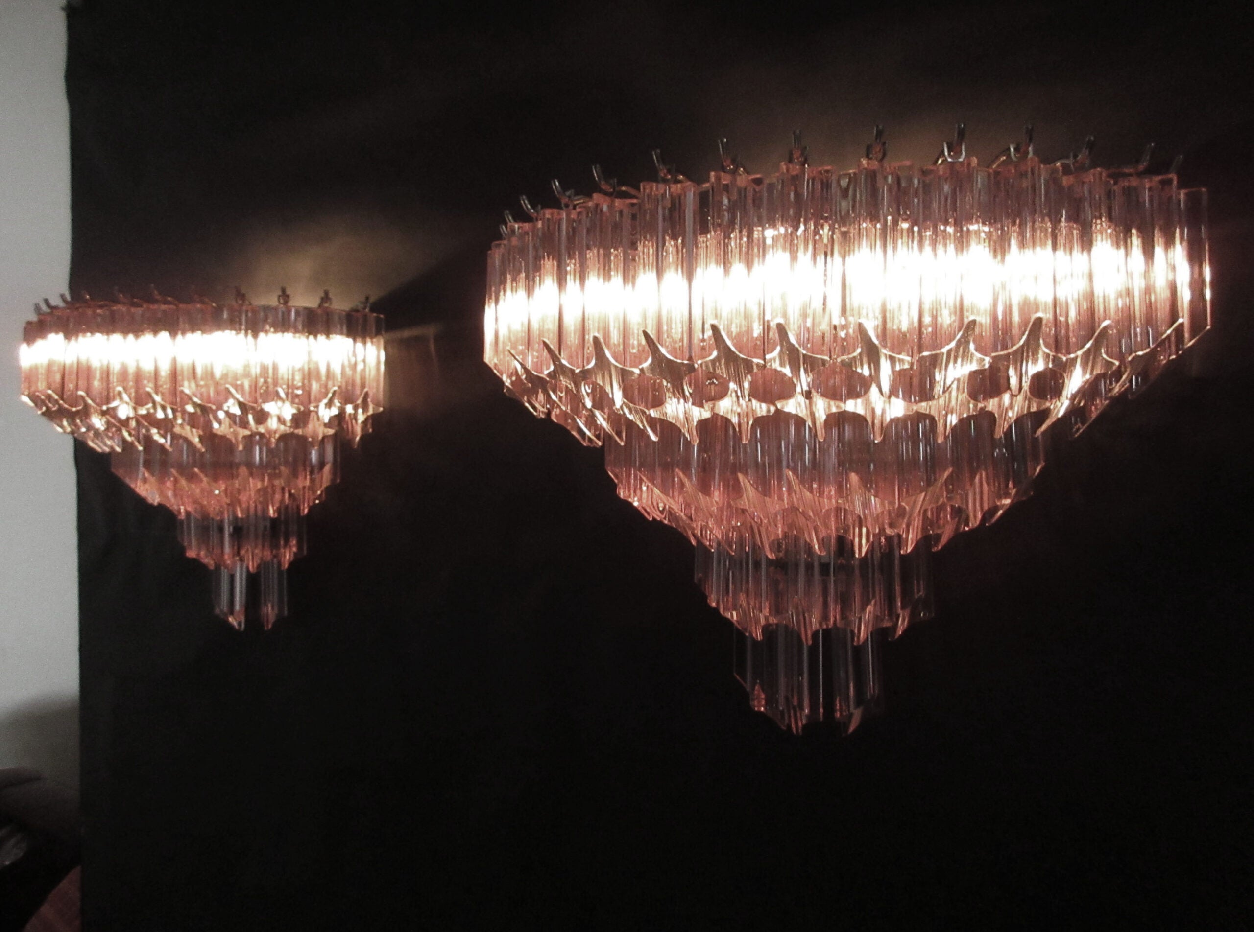 Murano Vegglampe | 63 Rosa Prismeglass | 2 stk