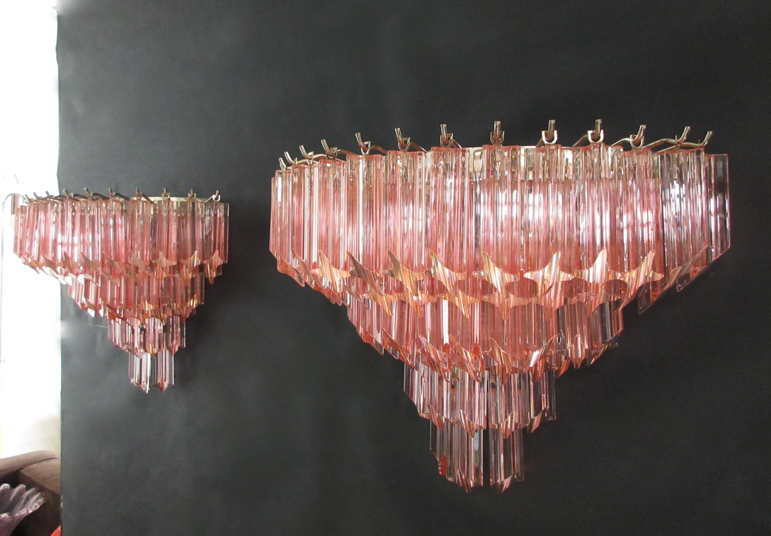 Murano Vegglampe | 63 Rosa Prismeglass | 2 stk