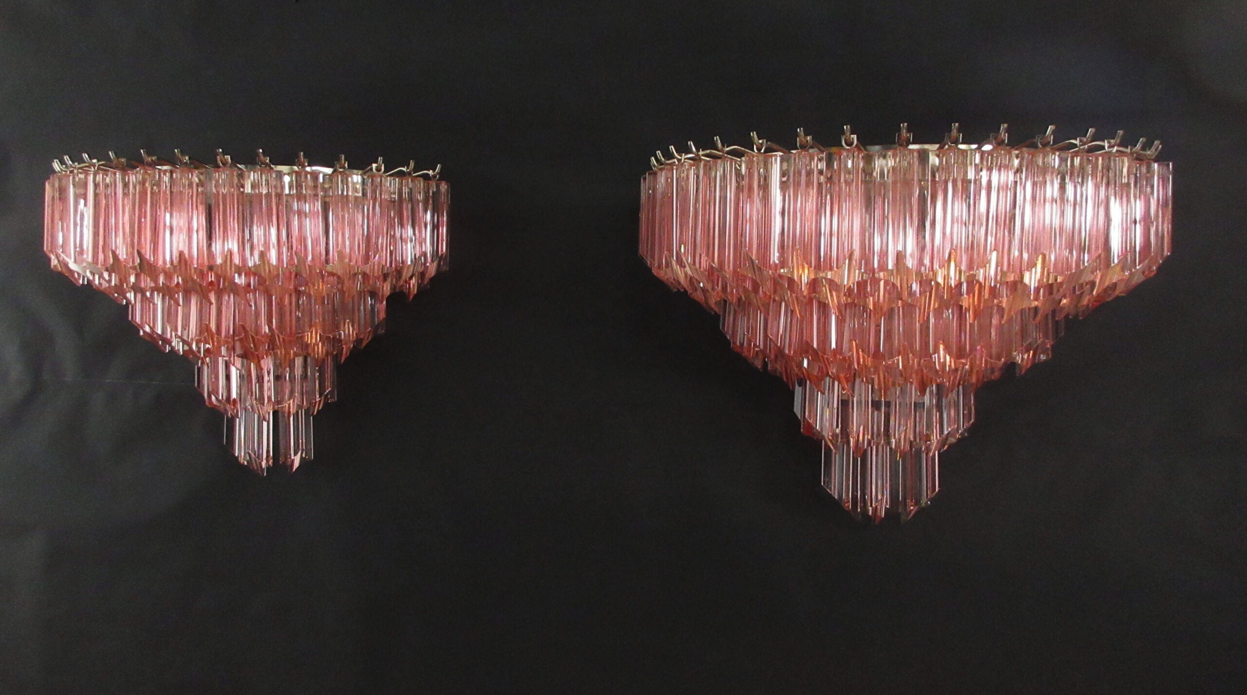 Murano Vegglampe | 63 Rosa Prismeglass | 2 stk