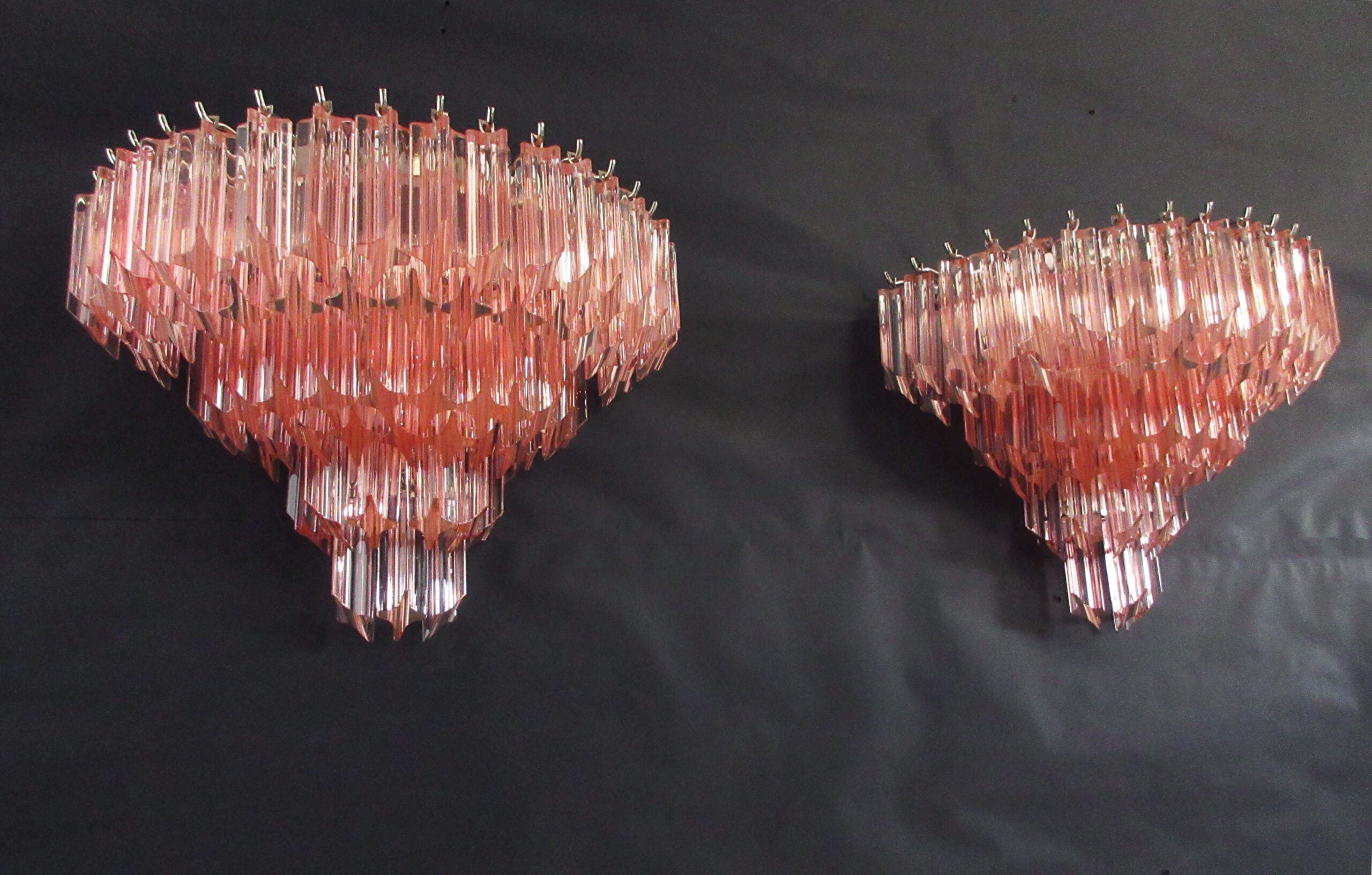 Murano Vegglampe | 63 Rosa Prismeglass | 2 stk