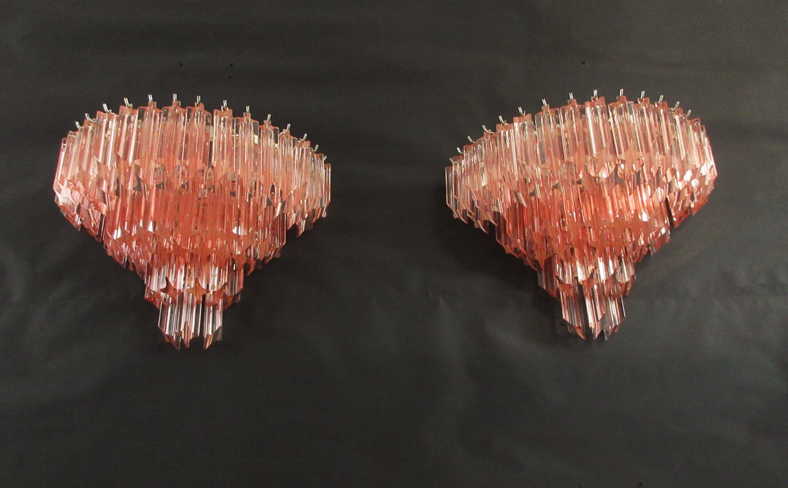 Murano Vegglampe | 63 Rosa Prismeglass | 2 stk