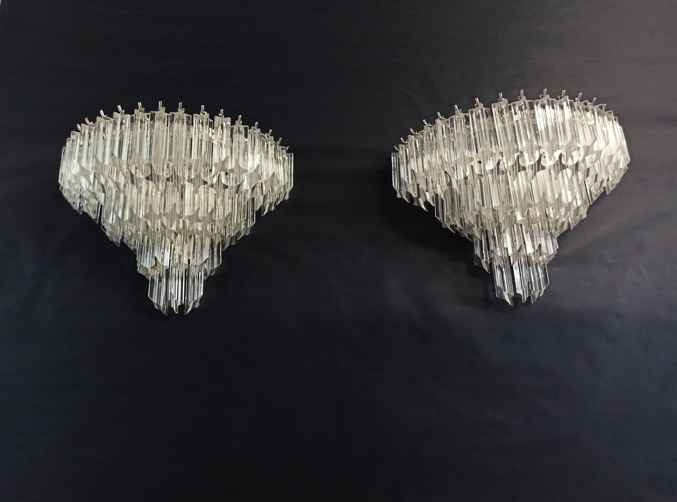 Murano Vegglampe | 63 Klare Prismeglass | 2 stk