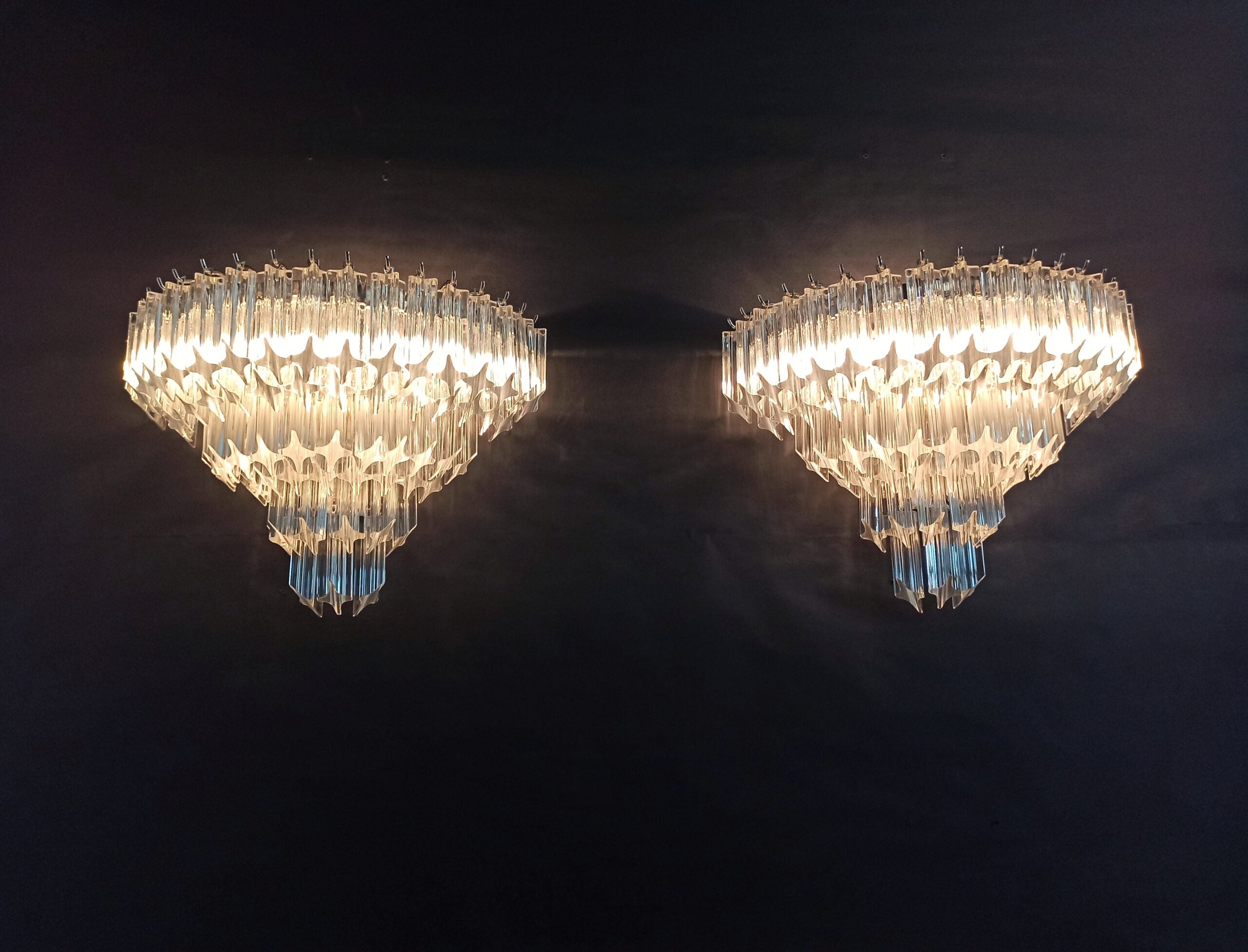 Murano Vegglampe | 63 Klare Prismeglass | 2 stk