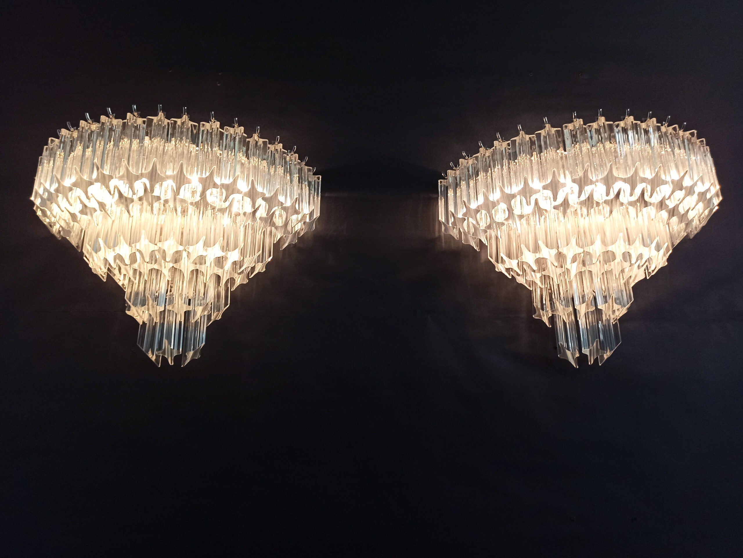 Murano Vegglampe | 63 Klare Prismeglass | 2 stk
