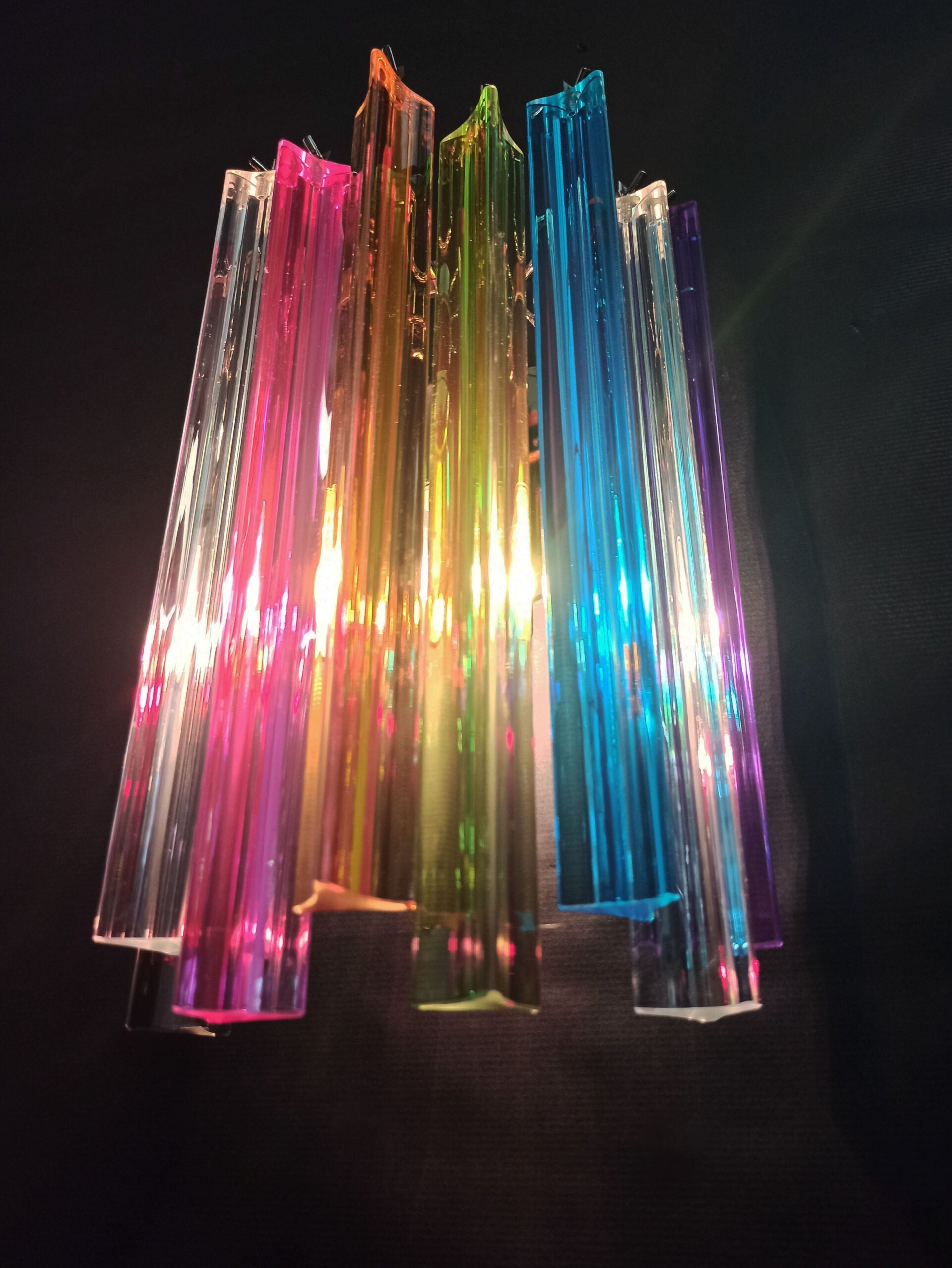 Murano Vegglampe | 9 Multifarge Prismeglass | 2 stk