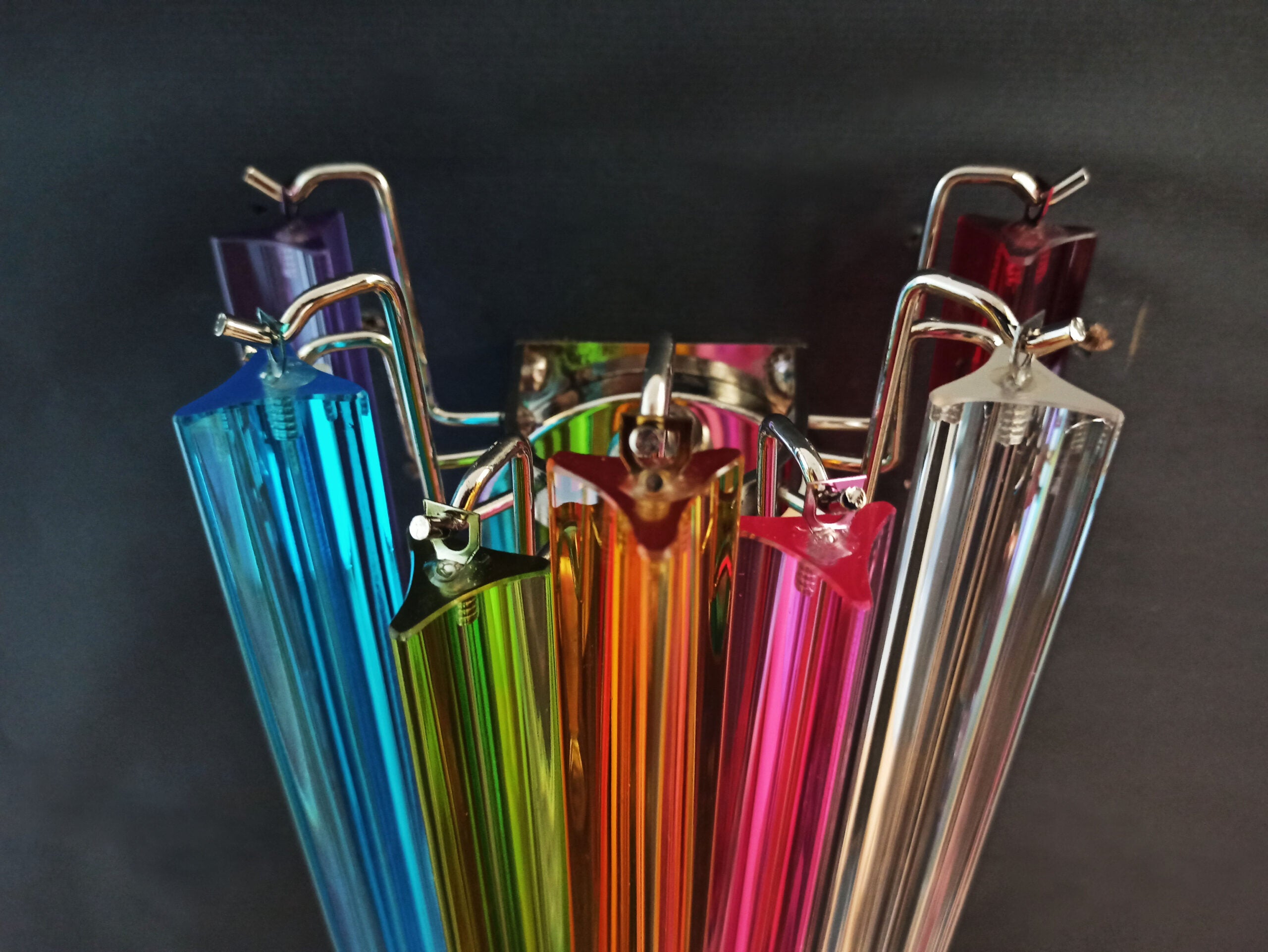 Murano Vegglampe | 9 Multifarge Prismeglass | 2 stk