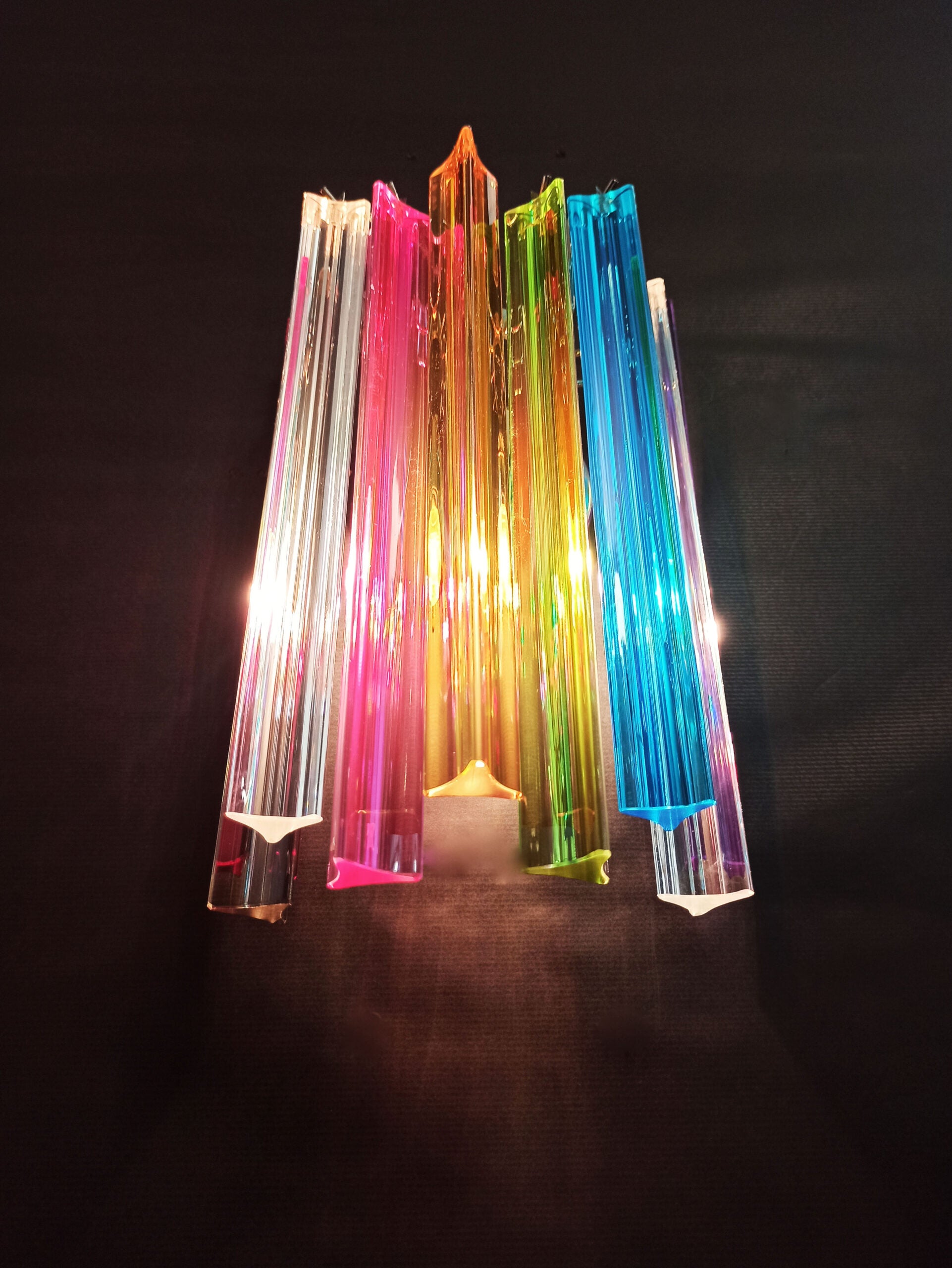 Murano Vegglampe | 9 Multifarge Prismeglass | 2 stk