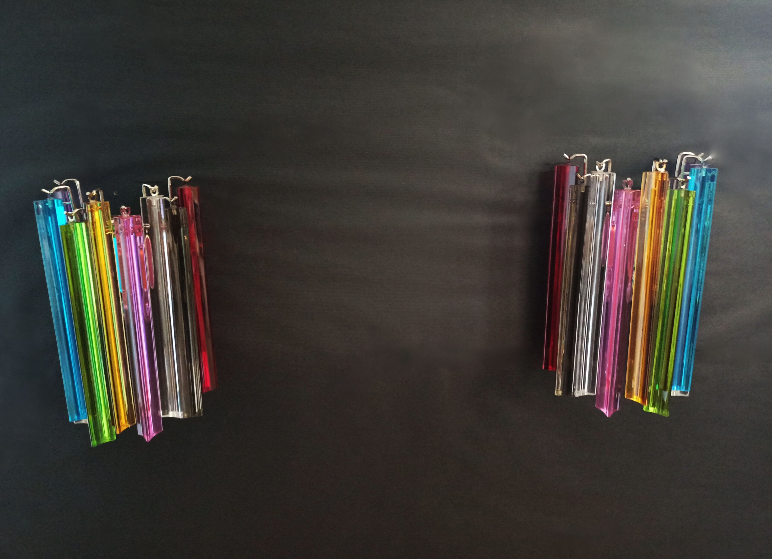 Murano Vegglampe | 9 Multifarge Prismeglass | 2 stk