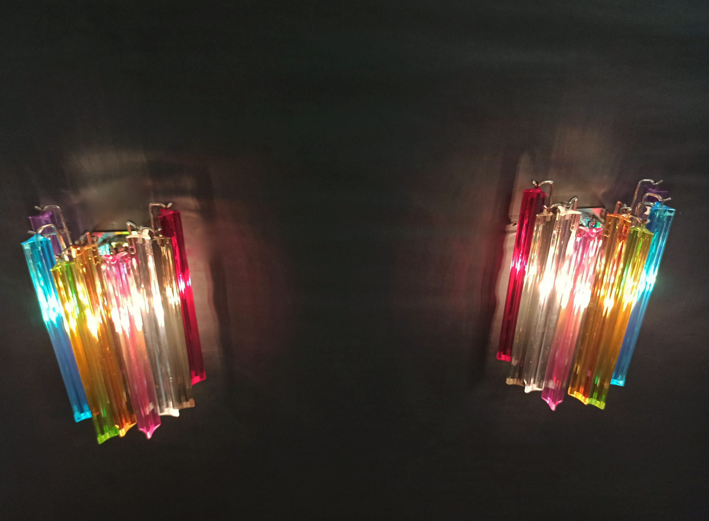 Murano Vegglampe | 9 Multifarge Prismeglass | 2 stk