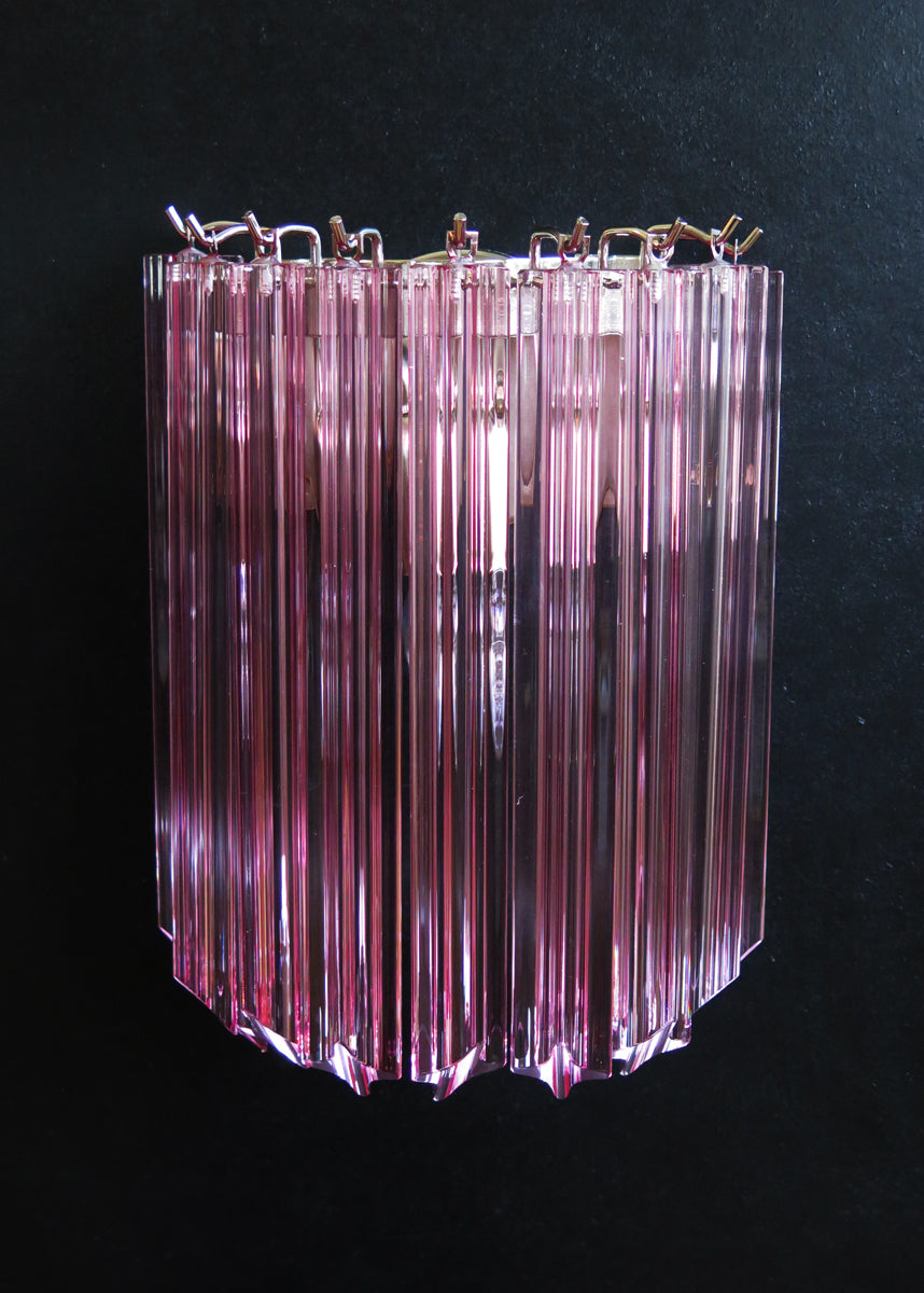 Murano Vegglampe | 9 Rosa Prismeglass | 2 stk