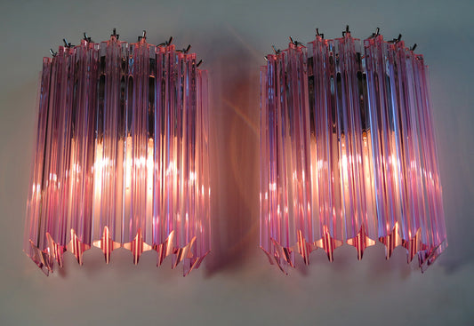 Murano Vegglampe | 9 Rosa Prismeglass | 2 stk