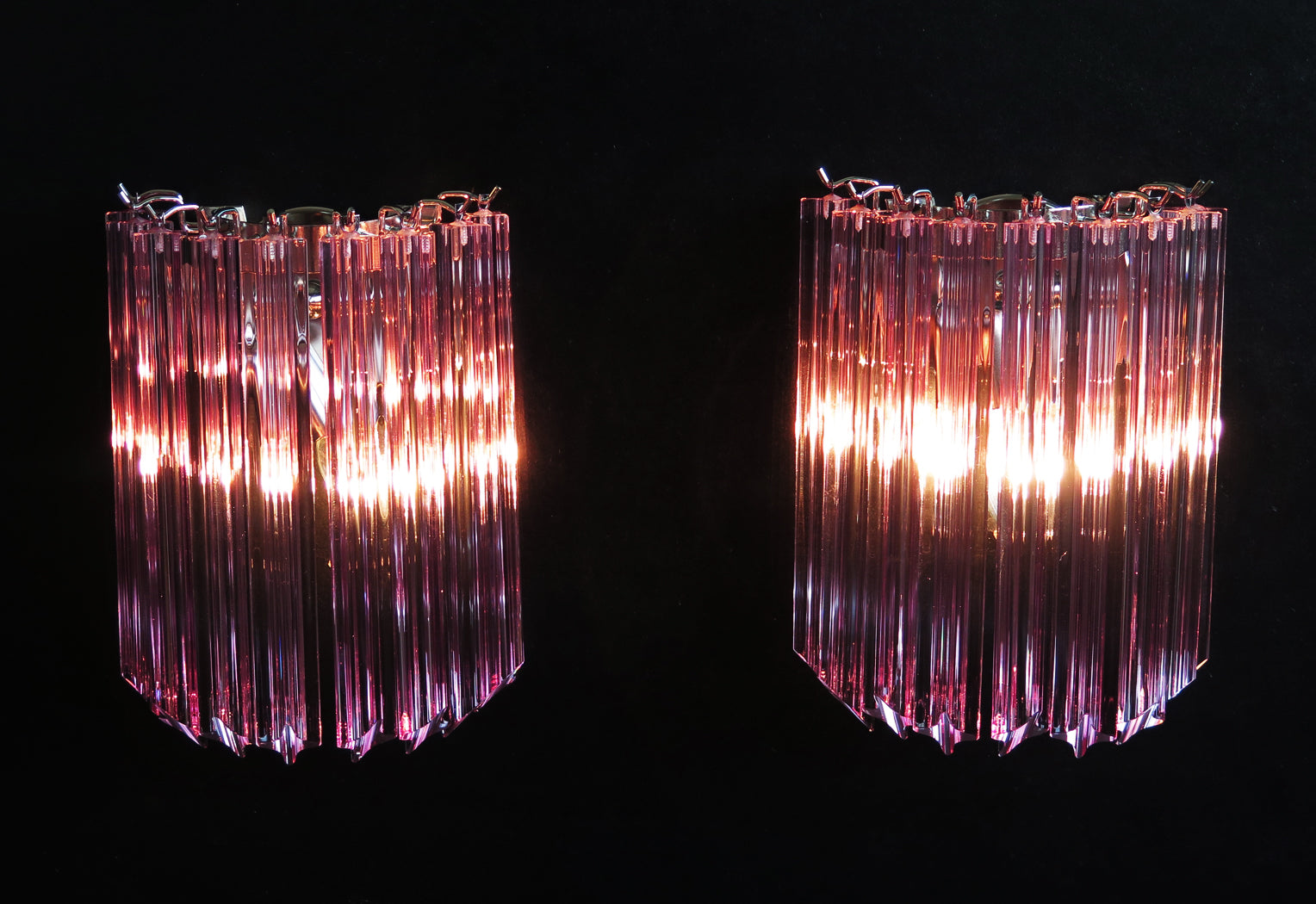 Murano Vegglampe | 9 Rosa Prismeglass | 2 stk