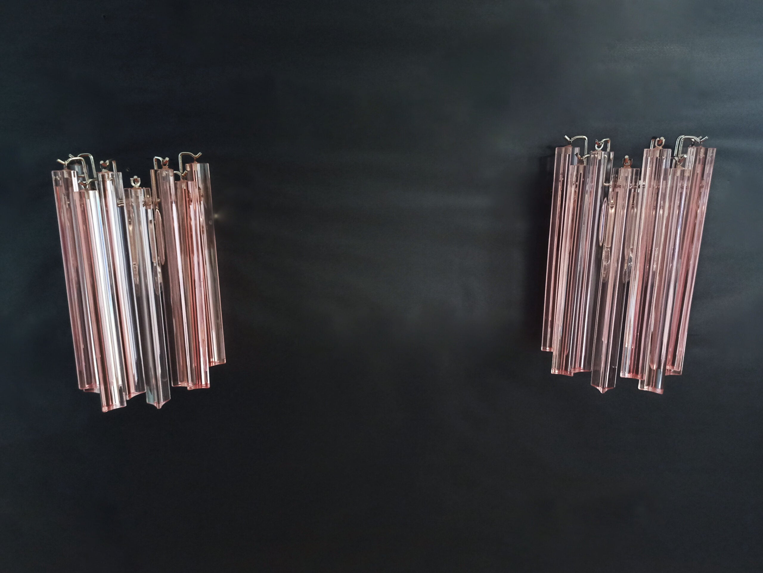 Murano Vegglampe | 9 Rosa Prismeglass | 2 stk