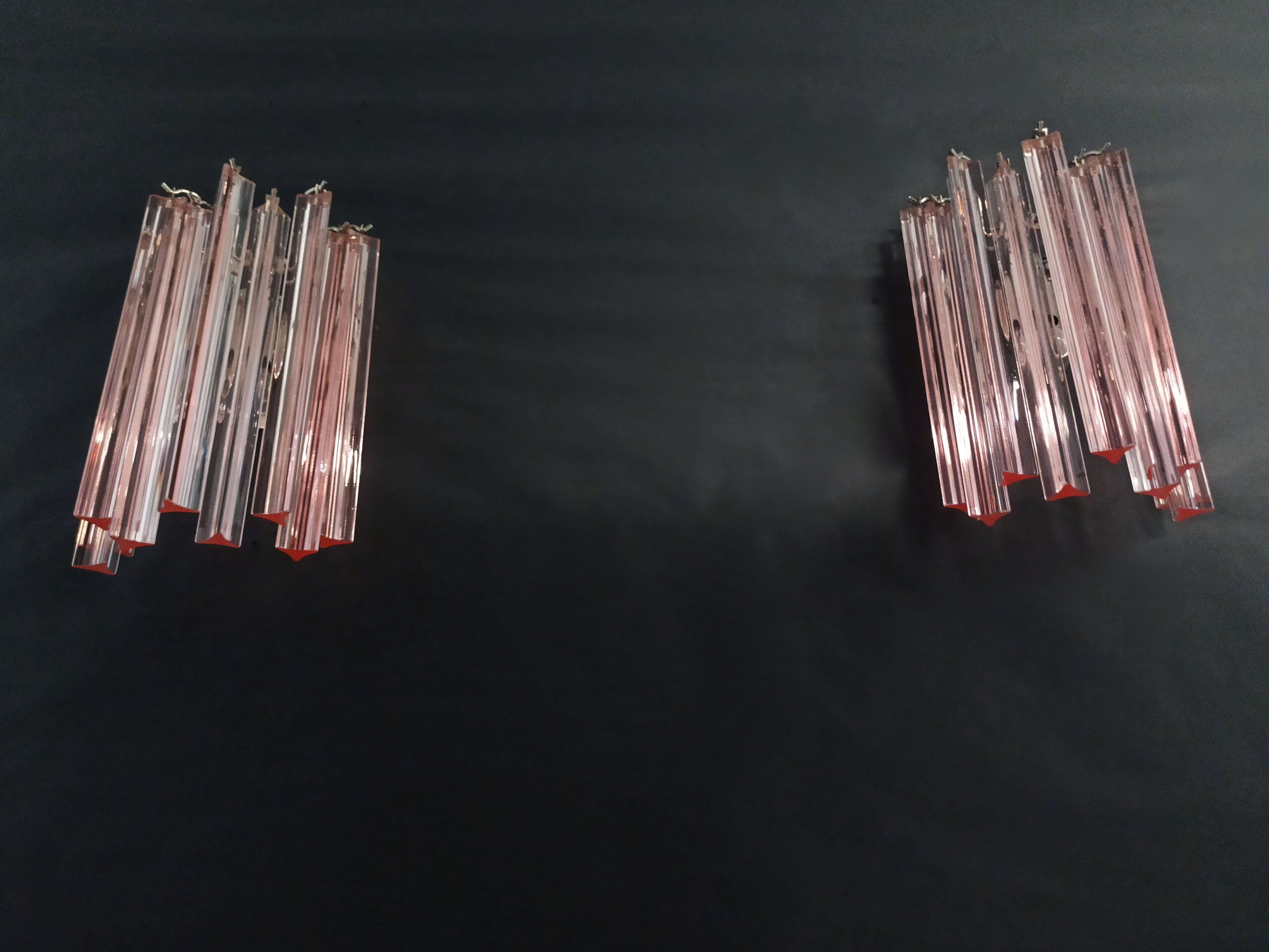 Murano Vegglampe | 9 Rosa Prismeglass | 2 stk