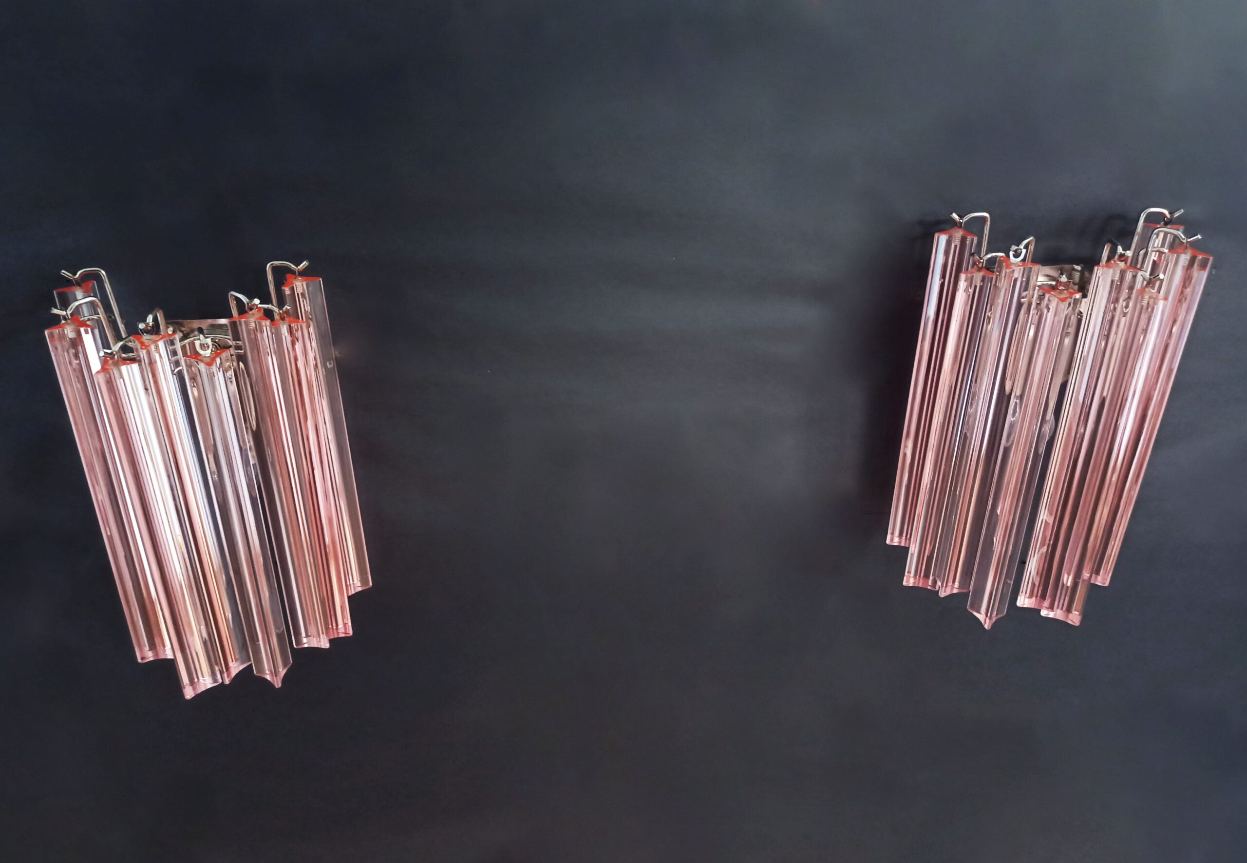 Murano Vegglampe | 9 Rosa Prismeglass | 2 stk