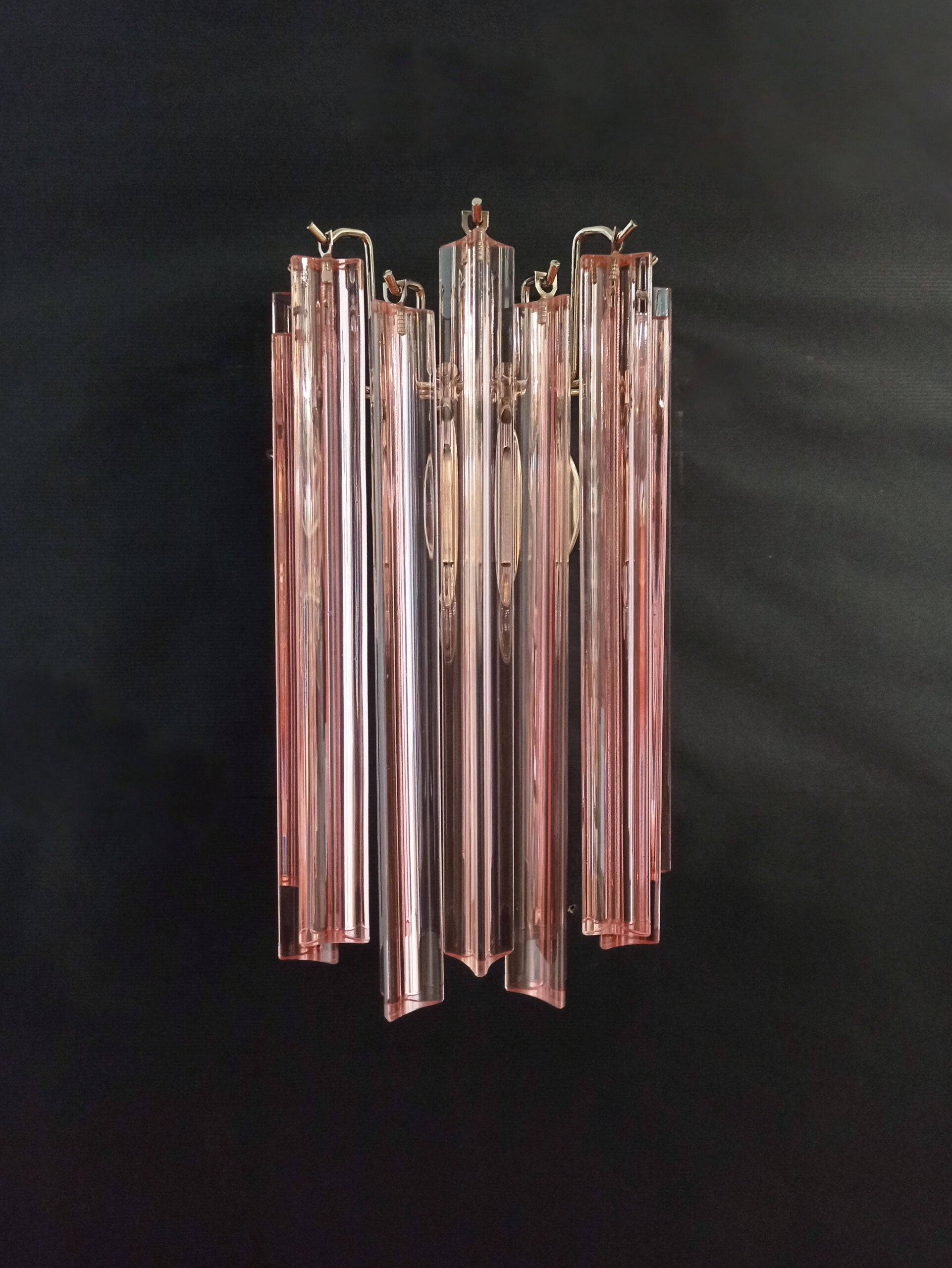 Murano Vegglampe | 9 Rosa Prismeglass | 2 stk