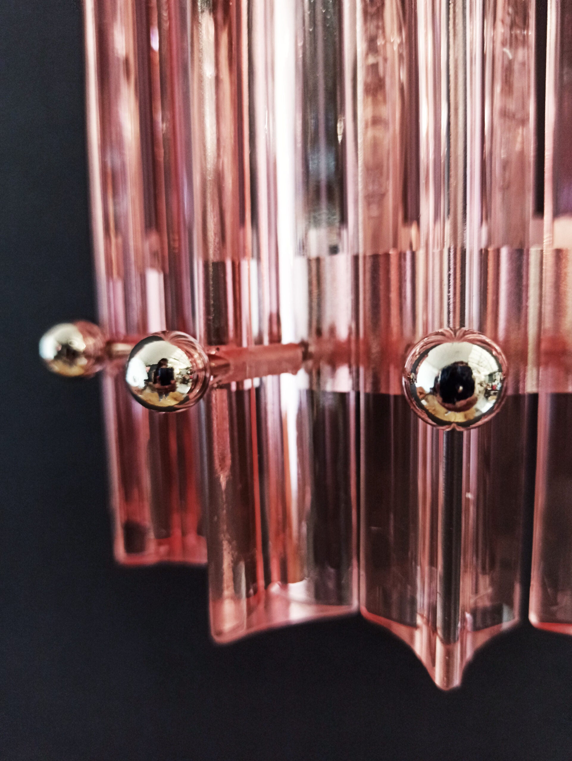 Murano Vegglampe | 7 Rosa Prismeglass | 2 stk