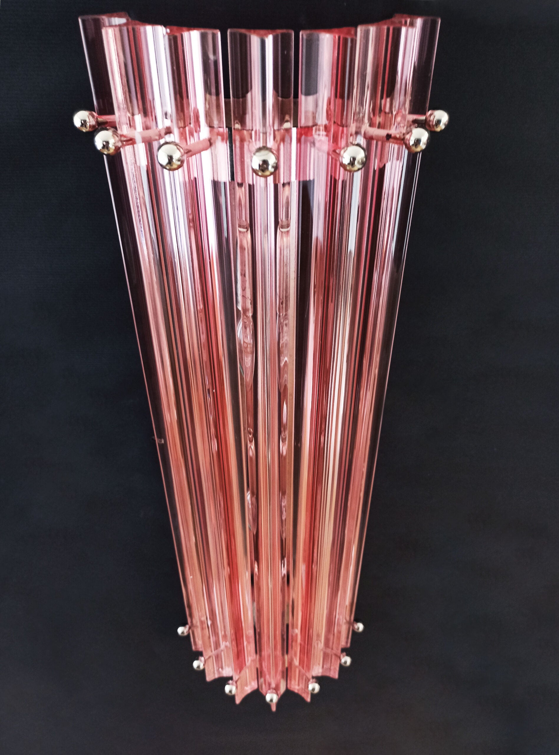 Murano Vegglampe | 7 Rosa Prismeglass | 2 stk