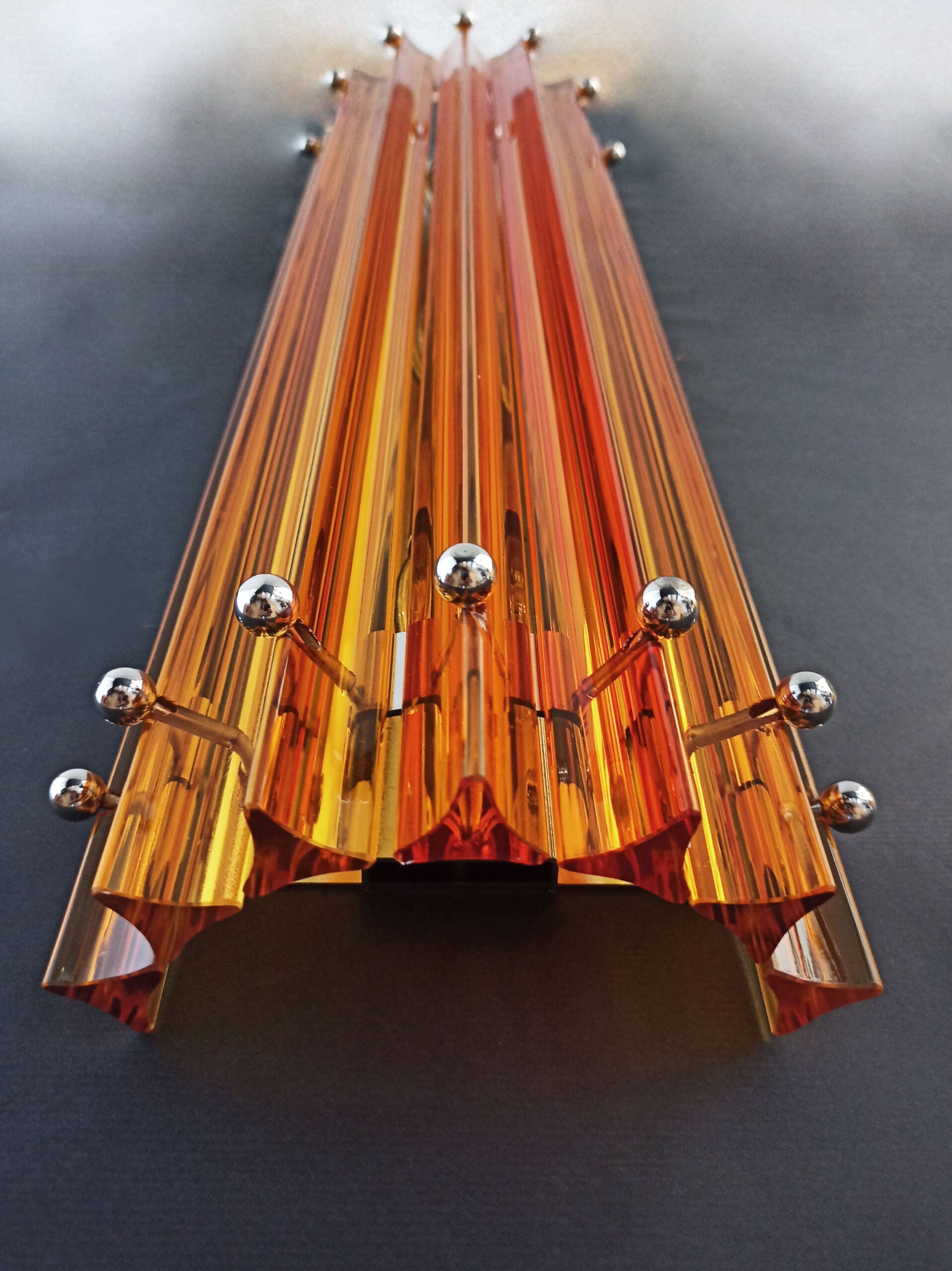 Murano Vegglampe | 7 Gule Prismeglass | 2 stk