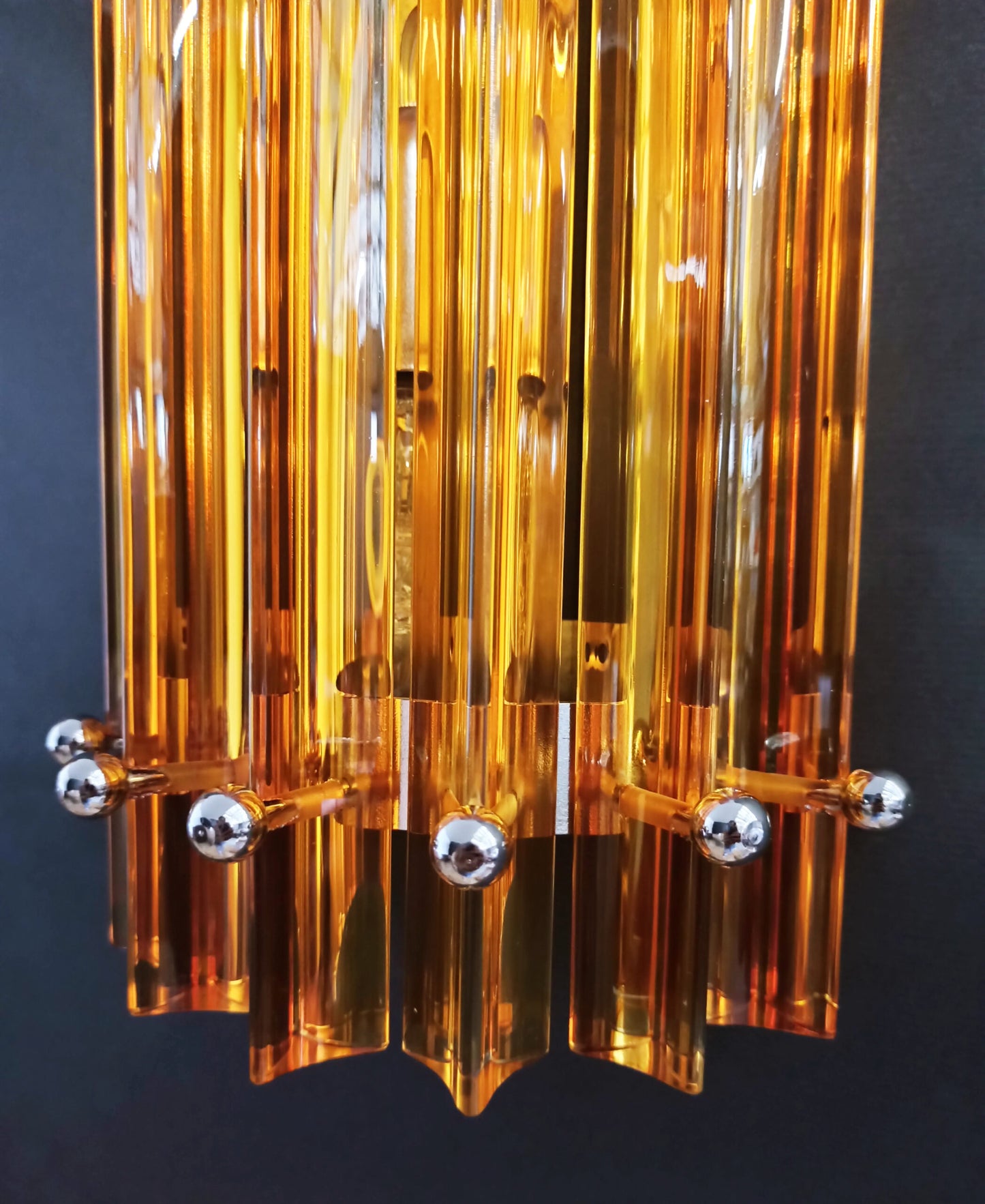 Murano Vegglampe | 7 Gule Prismeglass | 2 stk