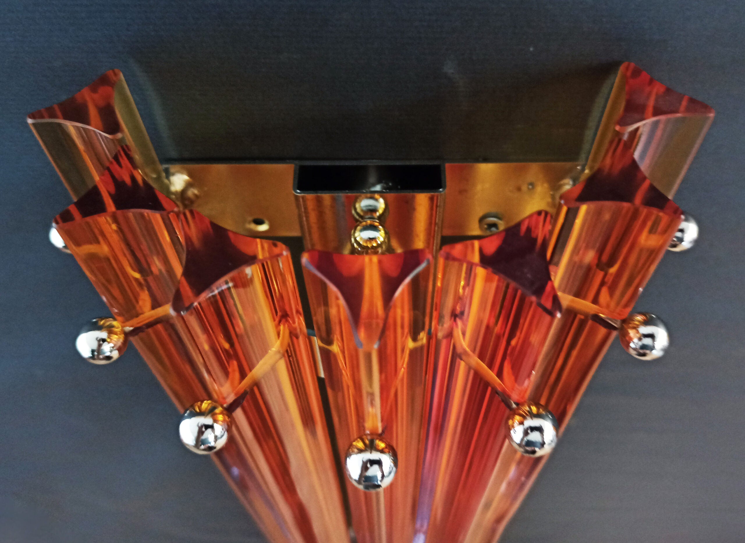 Murano Vegglampe | 7 Gule Prismeglass | 2 stk