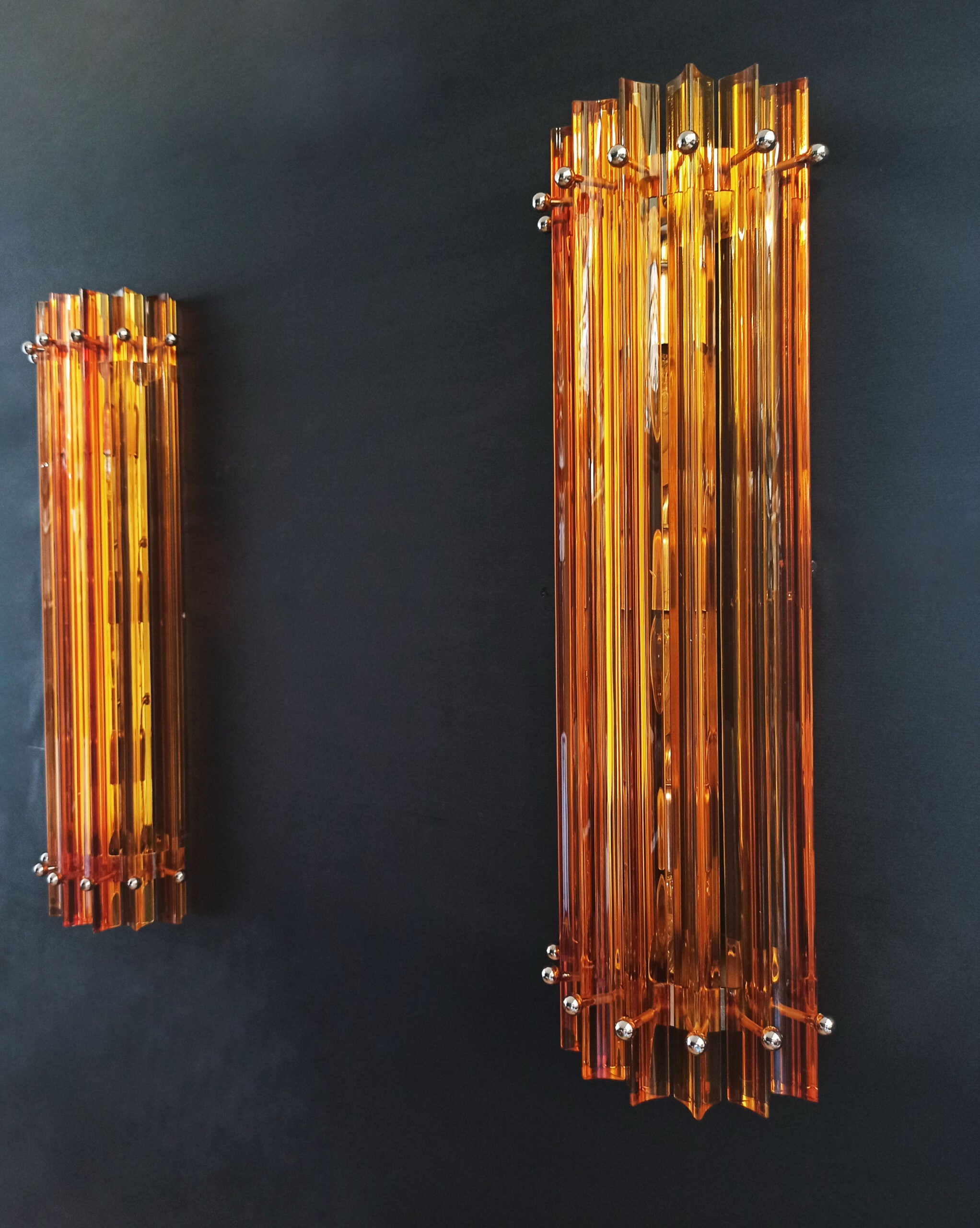 Murano Vegglampe | 7 Gule Prismeglass | 2 stk