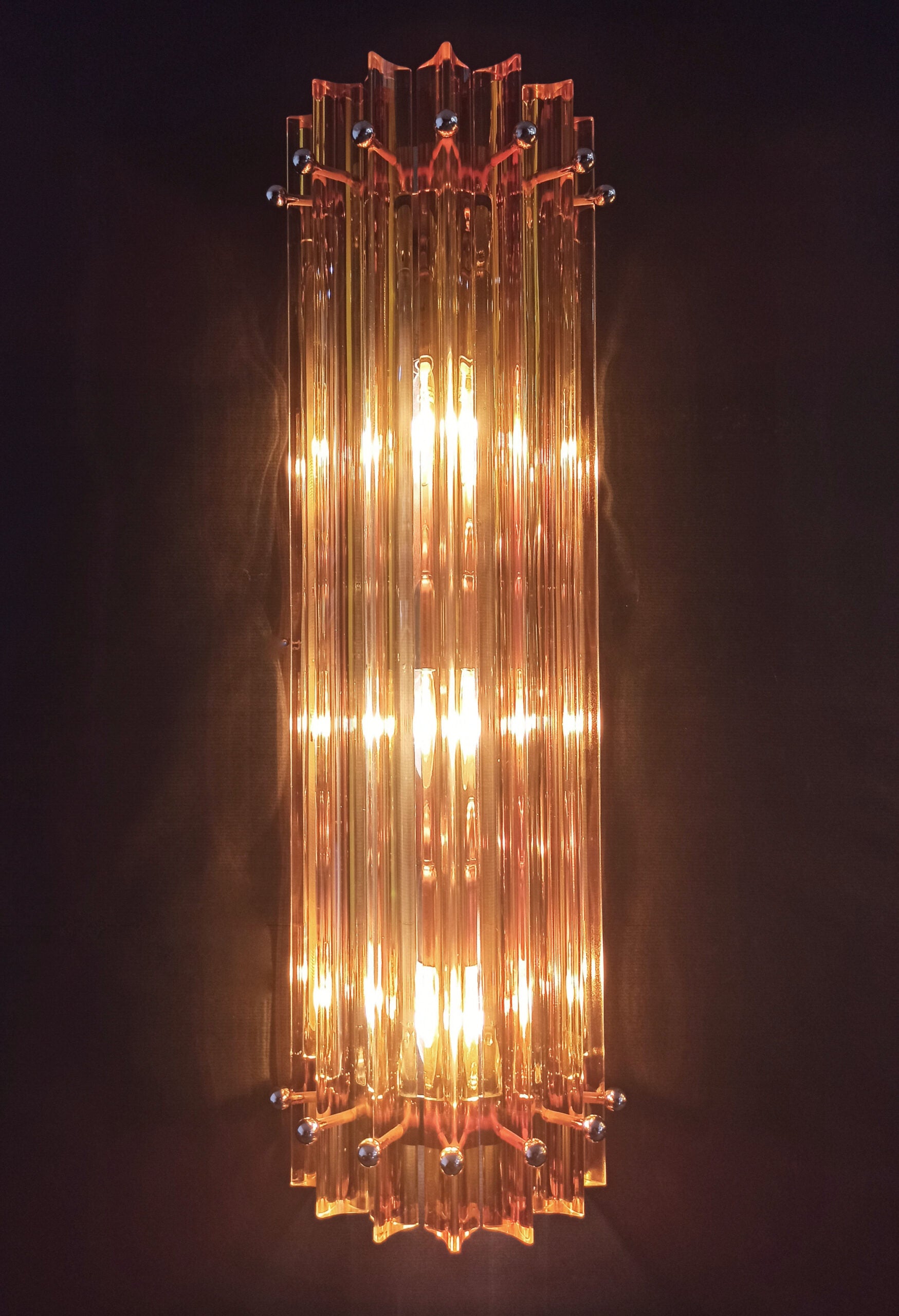 Murano Vegglampe | 7 Gule Prismeglass | 2 stk