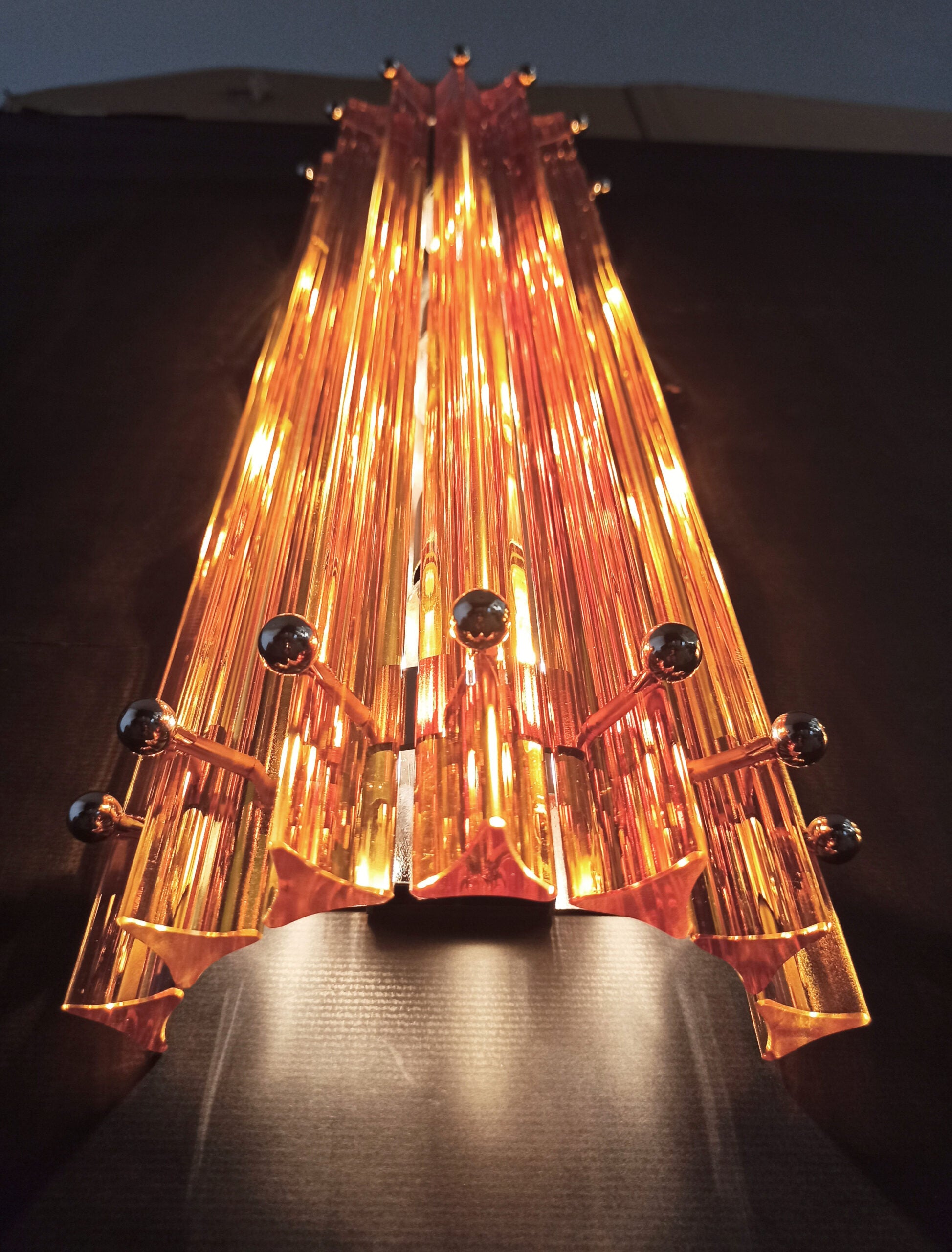 Murano Vegglampe | 7 Gule Prismeglass | 2 stk