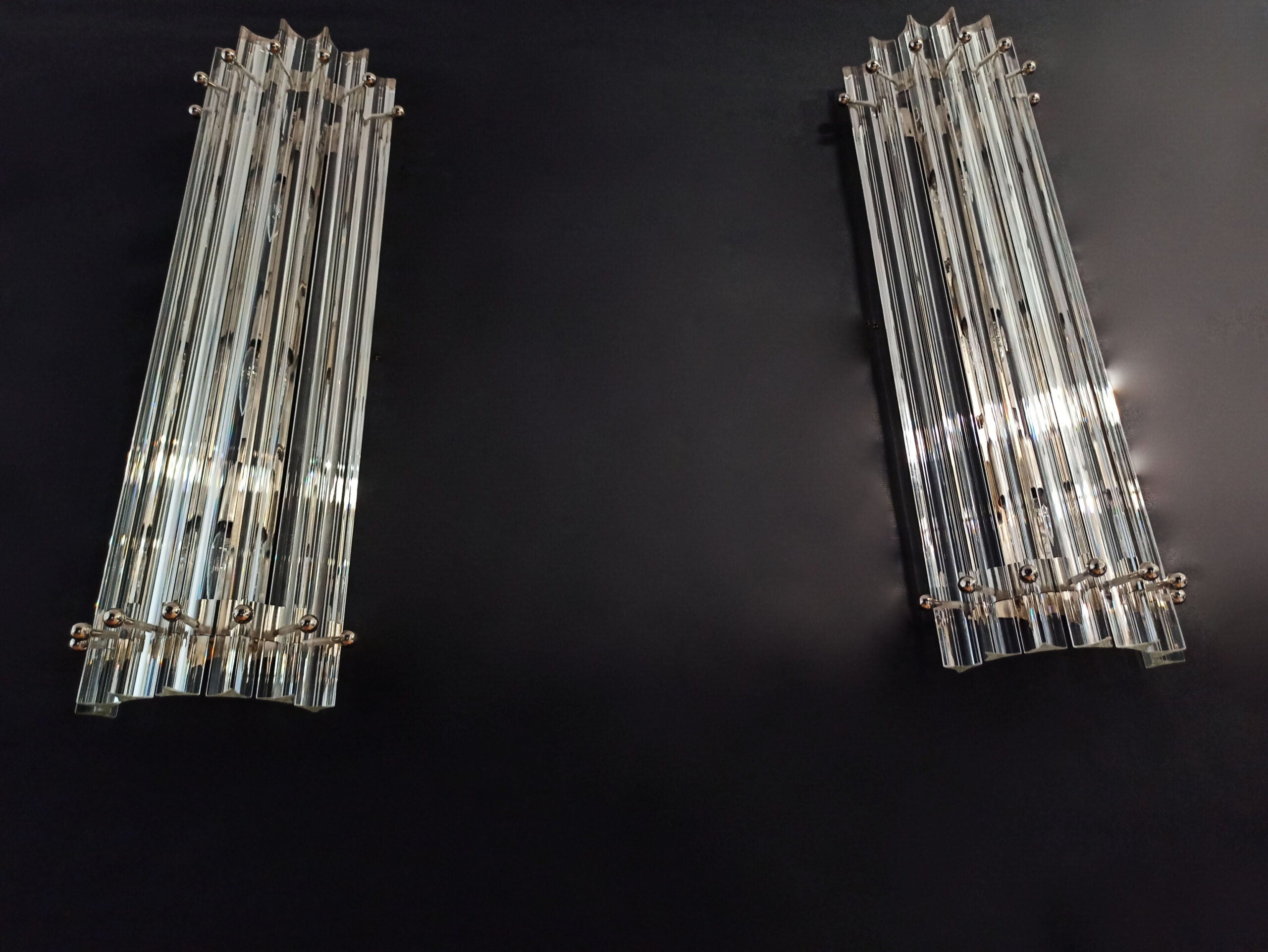Murano Vegglampe | 7 Klare Prismeglass | 2 stk