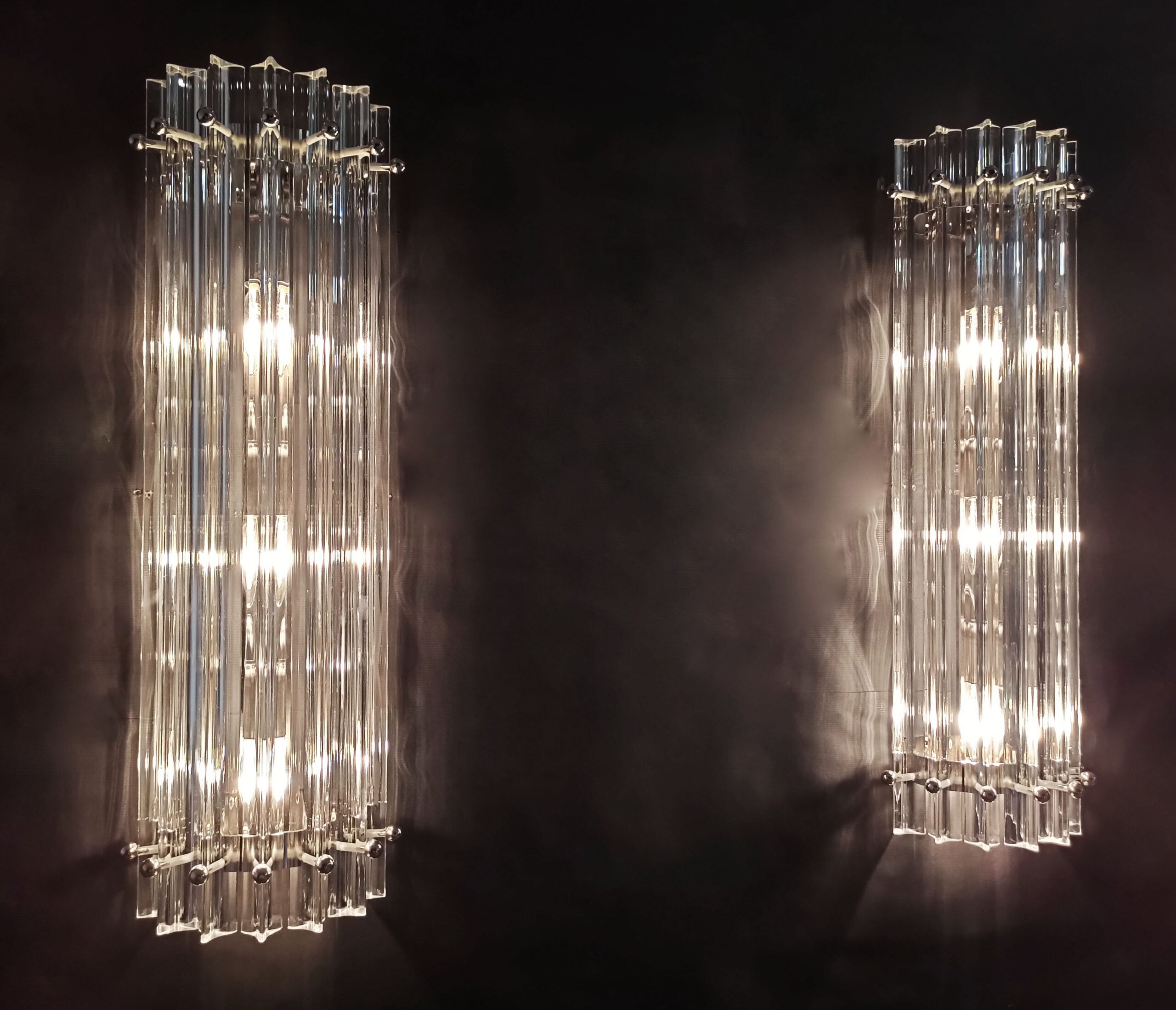 Murano Vegglampe | 7 Klare Prismeglass | 2 stk