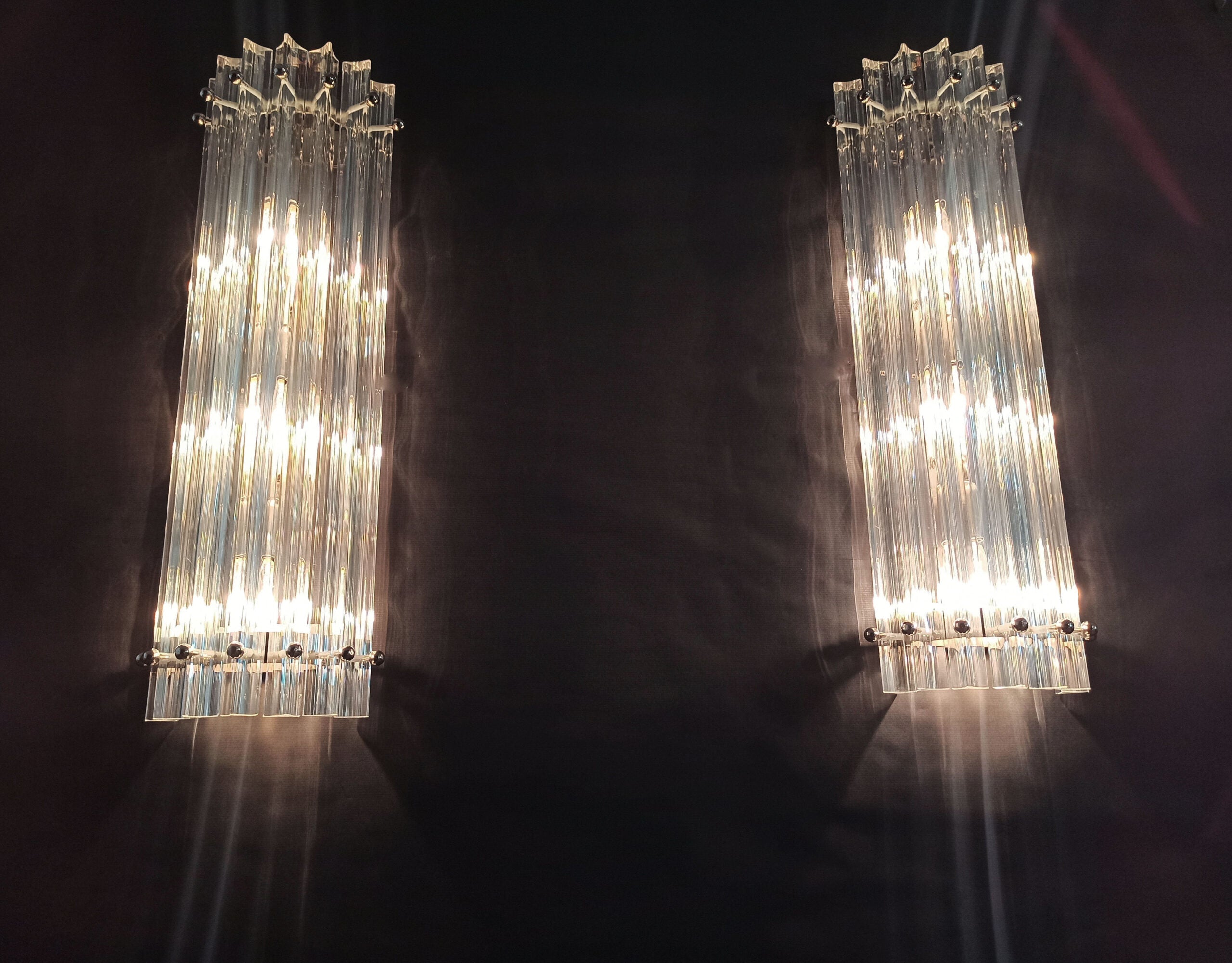 Murano Vegglampe | 7 Iris Klare Prismeglass | 2 stk
