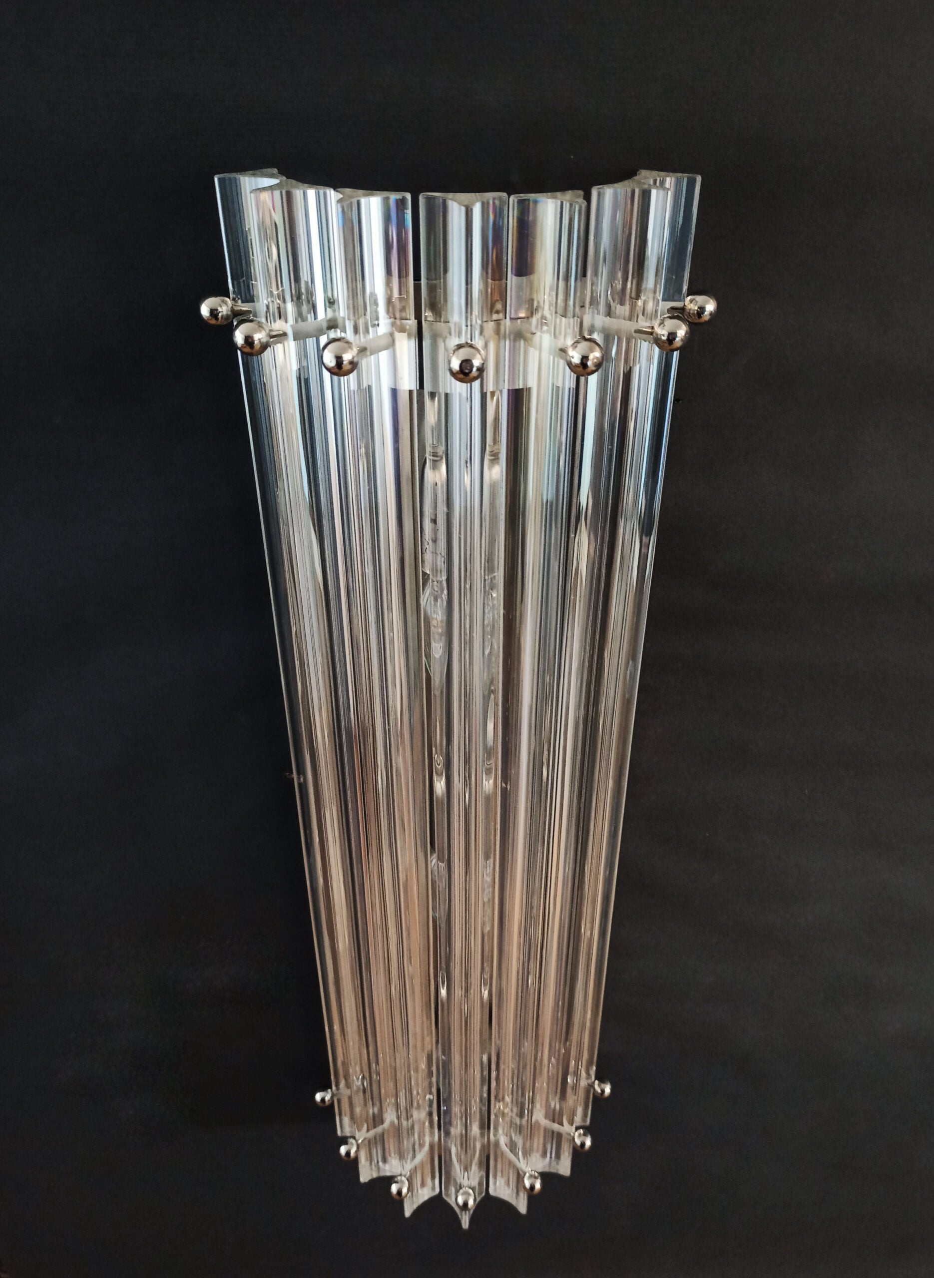 Murano Vegglampe | 7 Iris Klare Prismeglass | 2 stk