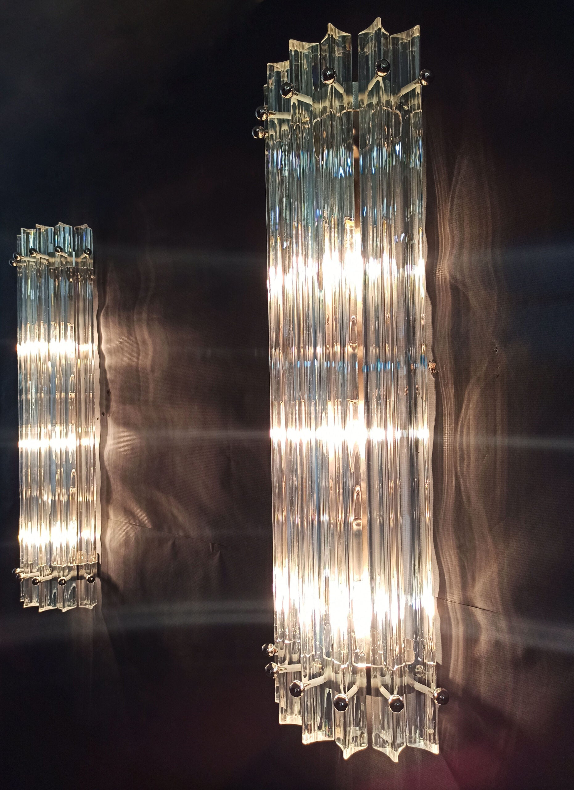 Murano Vegglampe | 7 Iris Klare Prismeglass | 2 stk