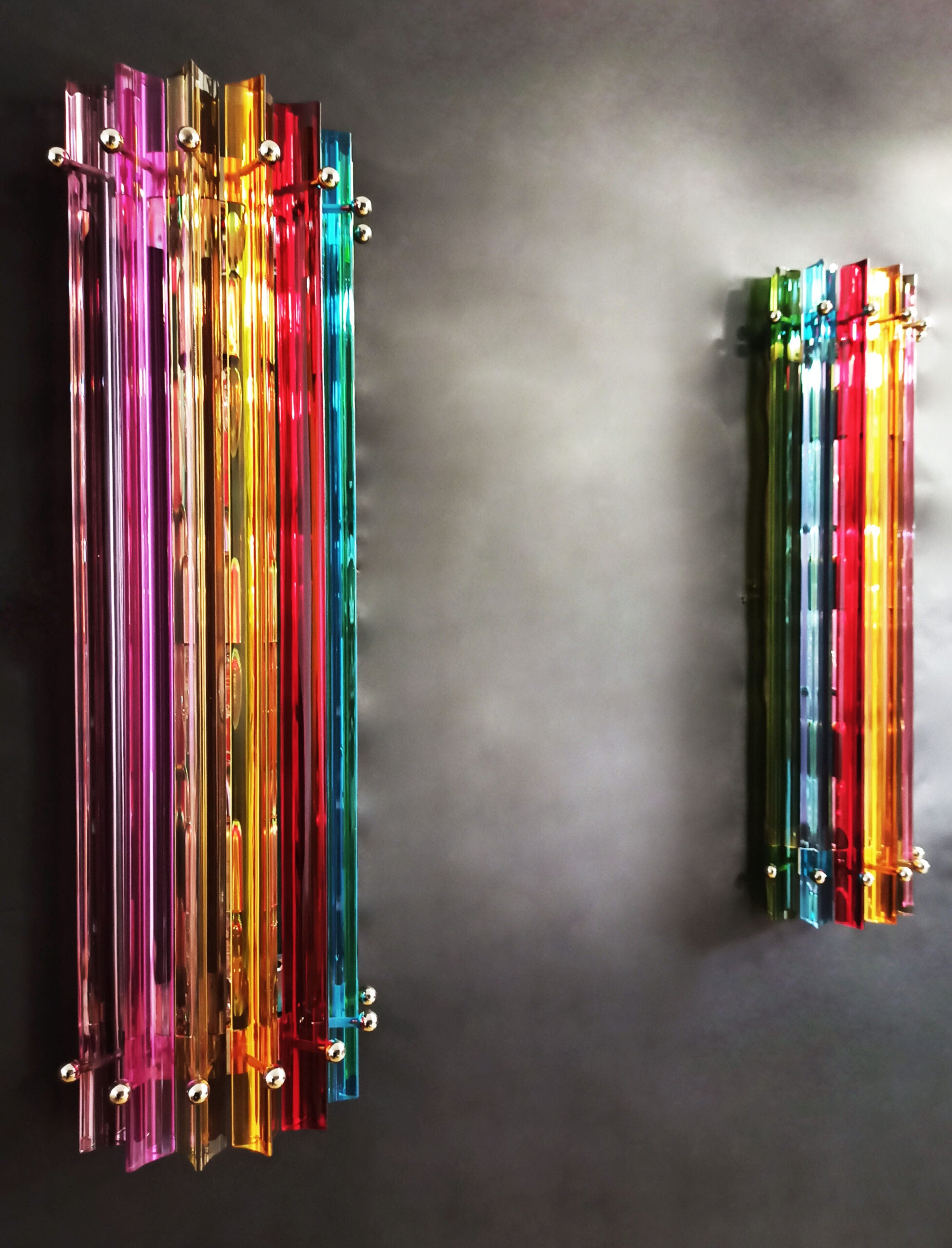 Murano Vegglampe | 7 Multifarge Prismeglass | 2 stk