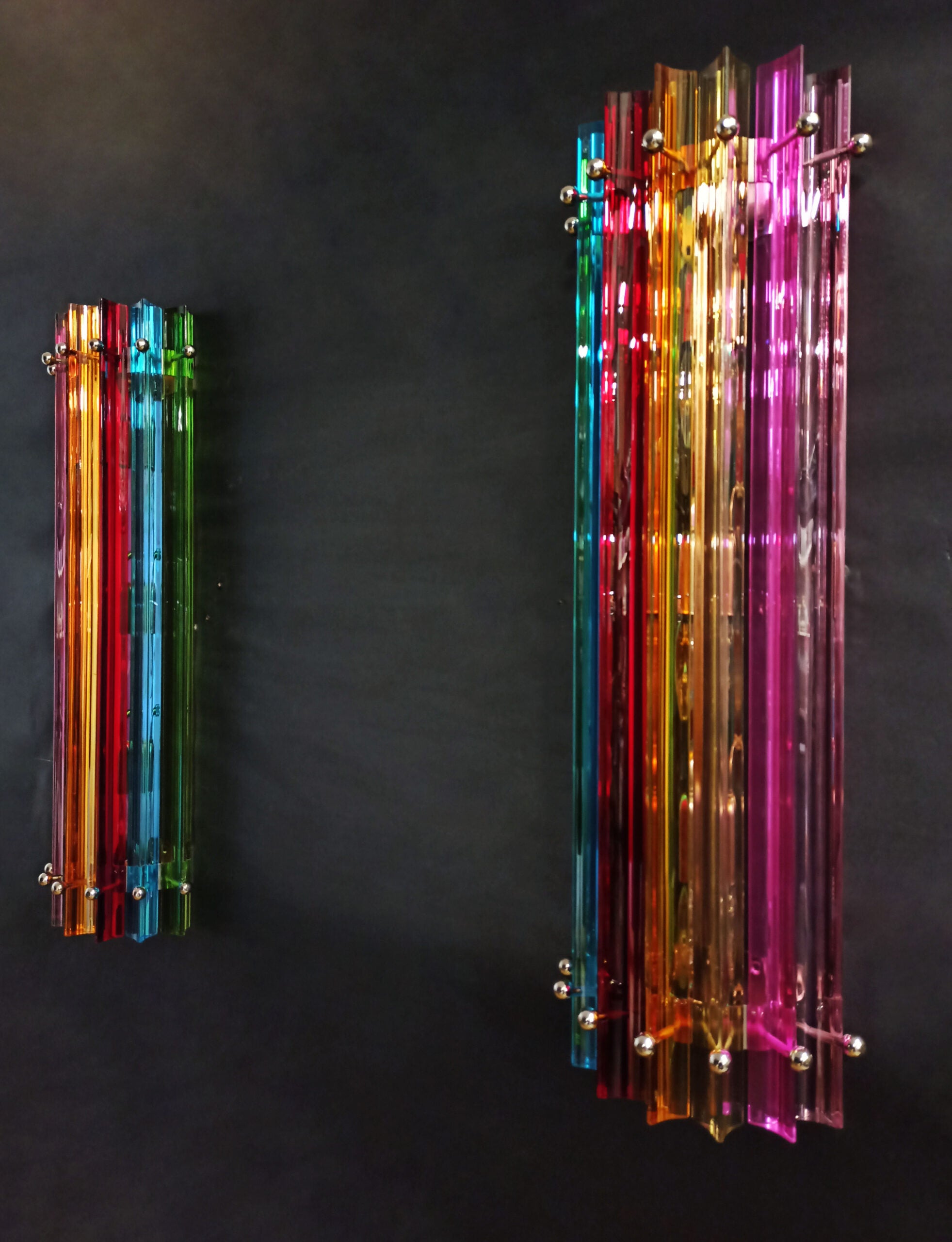 Murano Vegglampe | 7 Multifarge Prismeglass | 2 stk