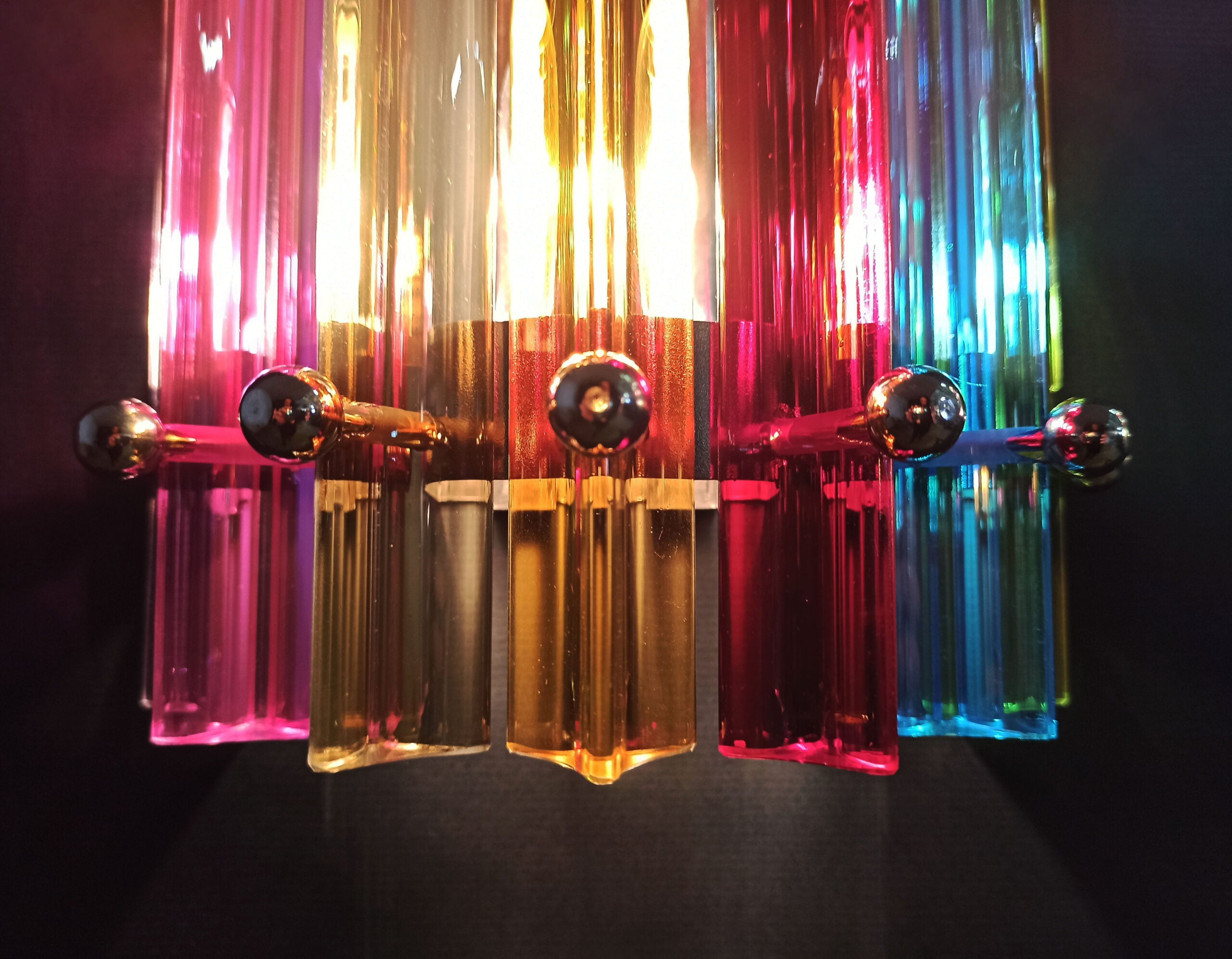 Murano Vegglampe | 7 Multifarge Prismeglass | 2 stk