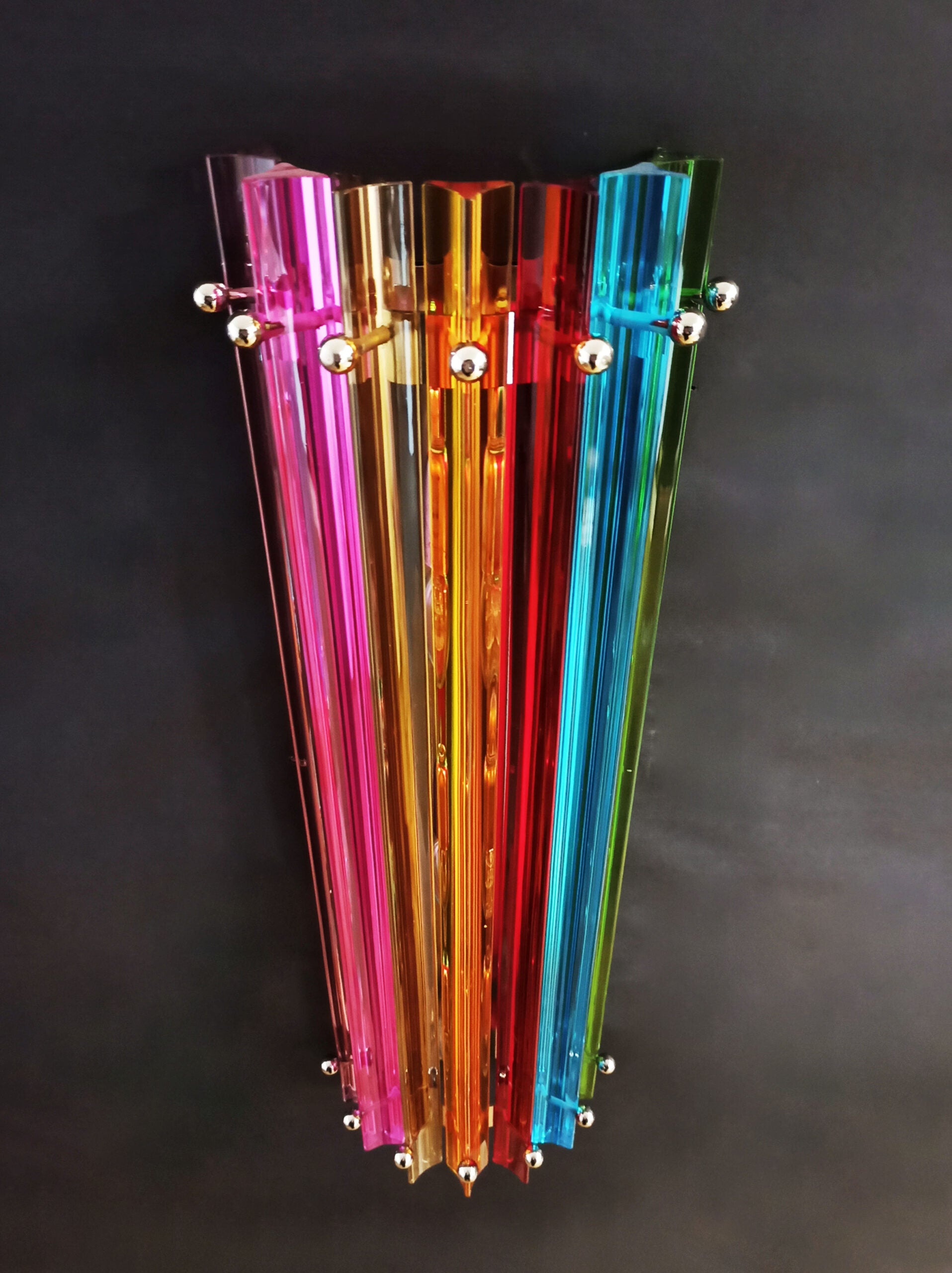 Murano Vegglampe | 7 Multifarge Prismeglass | 2 stk