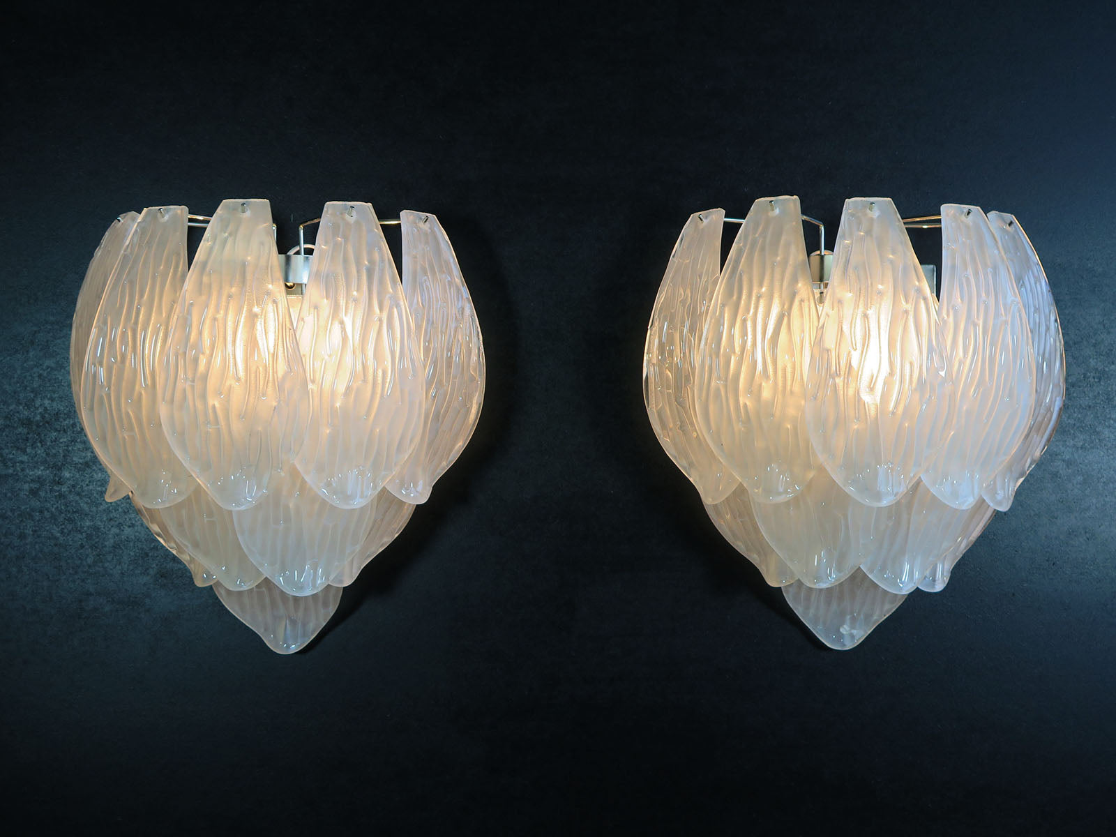 Murano Vegglampe – 10 Klare Konglebladglass – 2 stk – detalj 1 – Murano Classics