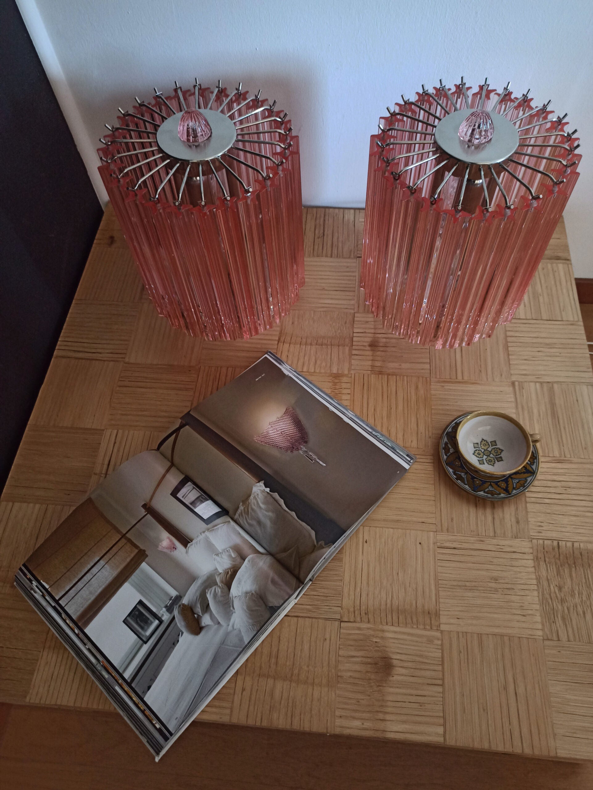 Murano Bordlampe – 24 Rosa Prismeglass – 2 stk – detalj 8 – Murano Classics