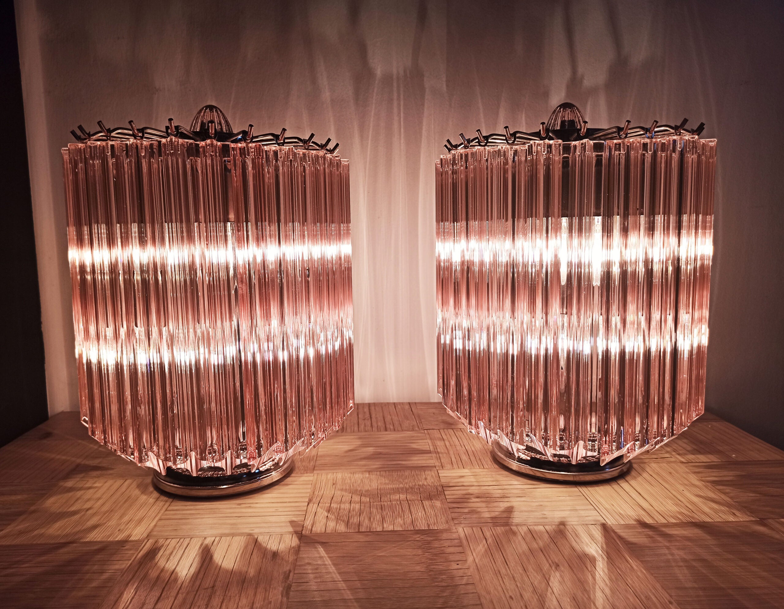 Murano Bordlampe | 24 Rosa Prismeglass