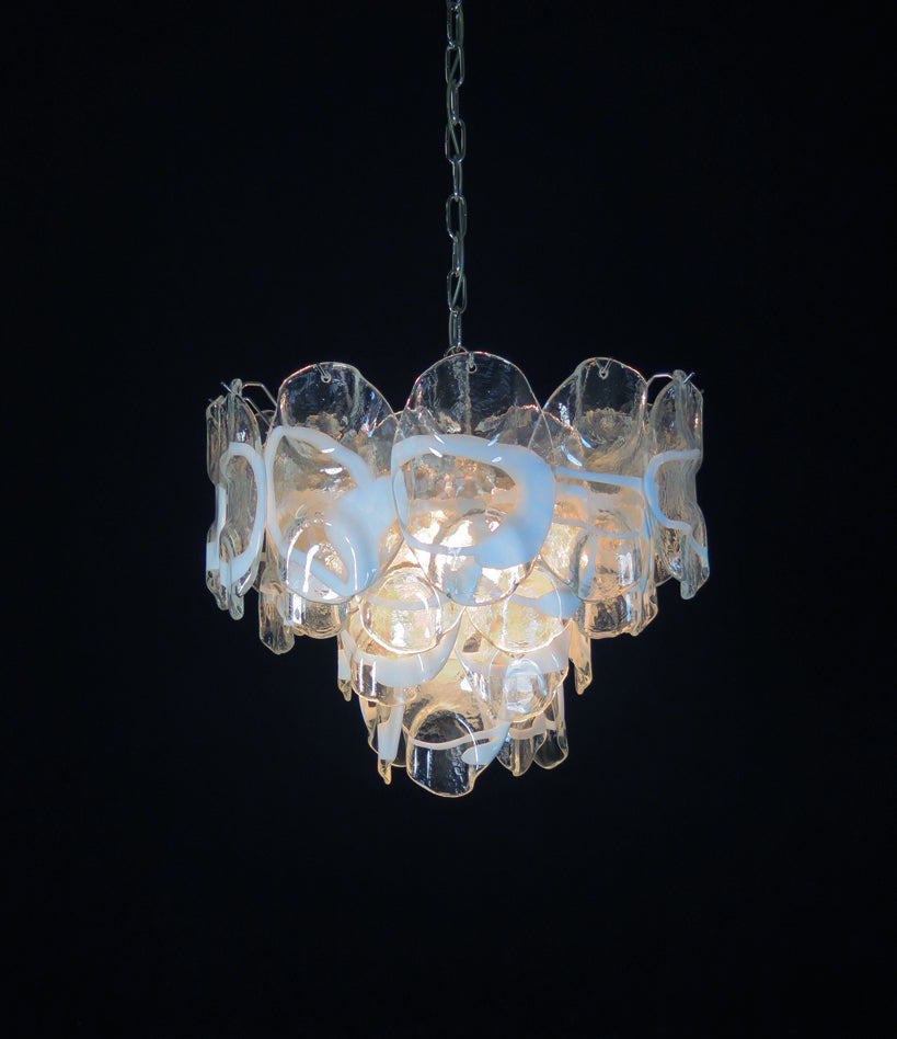 Murano Lysekrone – 36 Hvite Crostoliglass – detalj 8 – Murano Classics