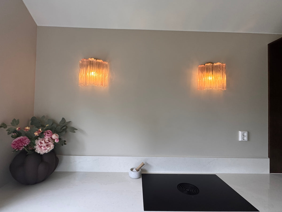 Murano Vegglampe – 5 Rosa Glassrør – 2 stk – miljø – Murano Classics