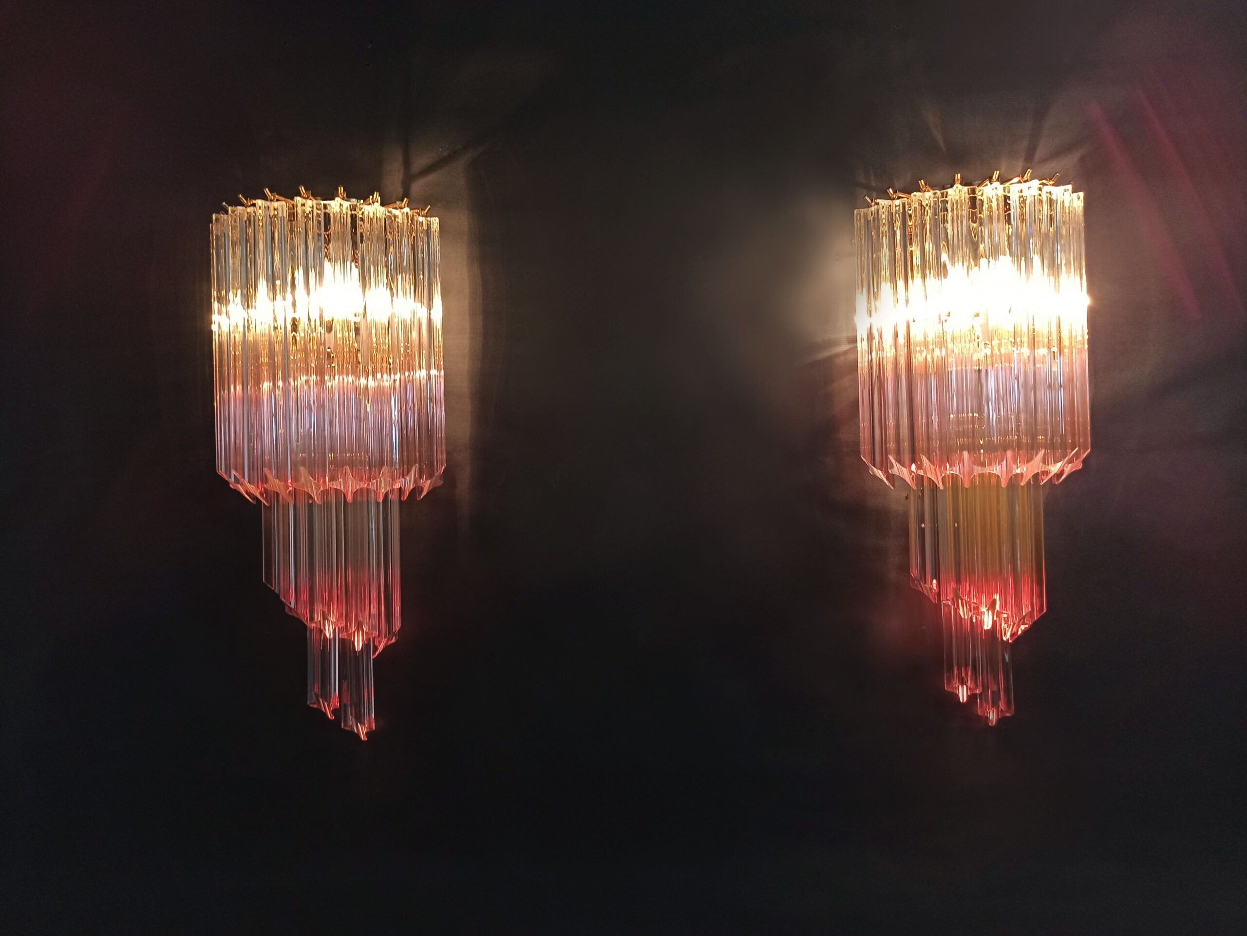 Murano Vegglampe – 32 Klare Rosa Prismeglass – 2 stk – detalj 9 – Murano Classics