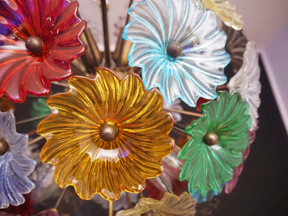 Murano Lysekrone | 51 Multifarge Tusenfrydglass