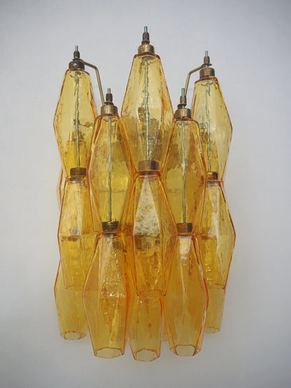 Murano Vegglampe | 17 Gule Poliedriglass | 1 par