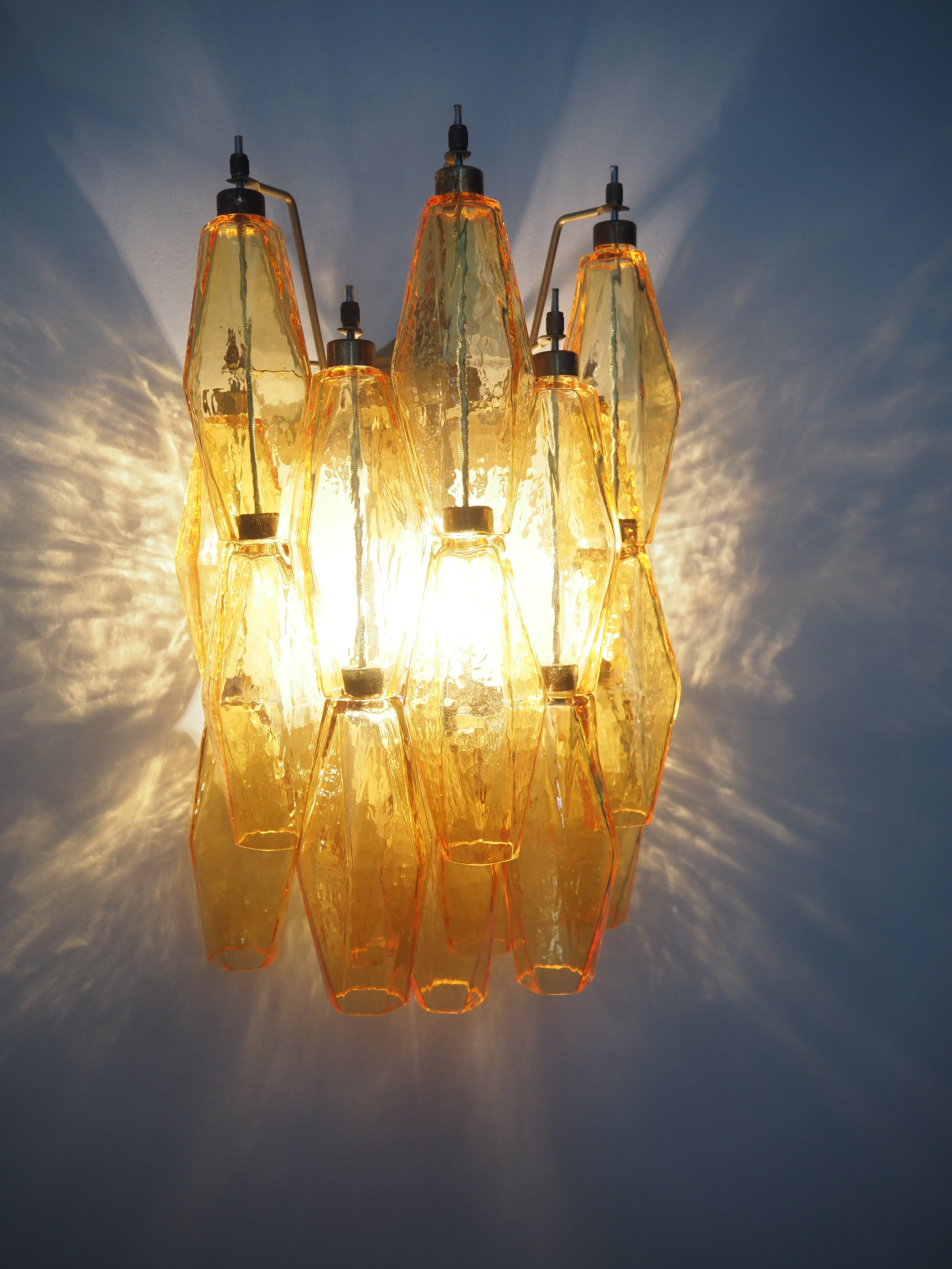 Murano Vegglampe – 17 Gule Poliedriglass – 2 stk – detalj 7 – Murano Classics
