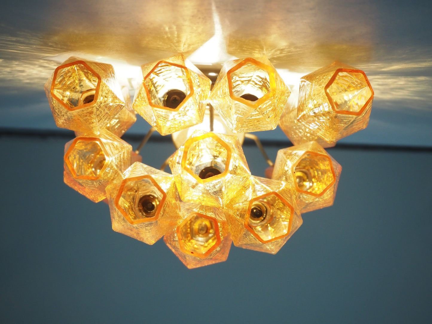 Murano Vegglampe | 17 Gule Poliedriglass | 1 par