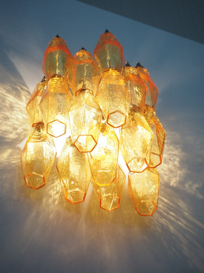 Murano Vegglampe | 17 Gule Poliedriglass | 1 par