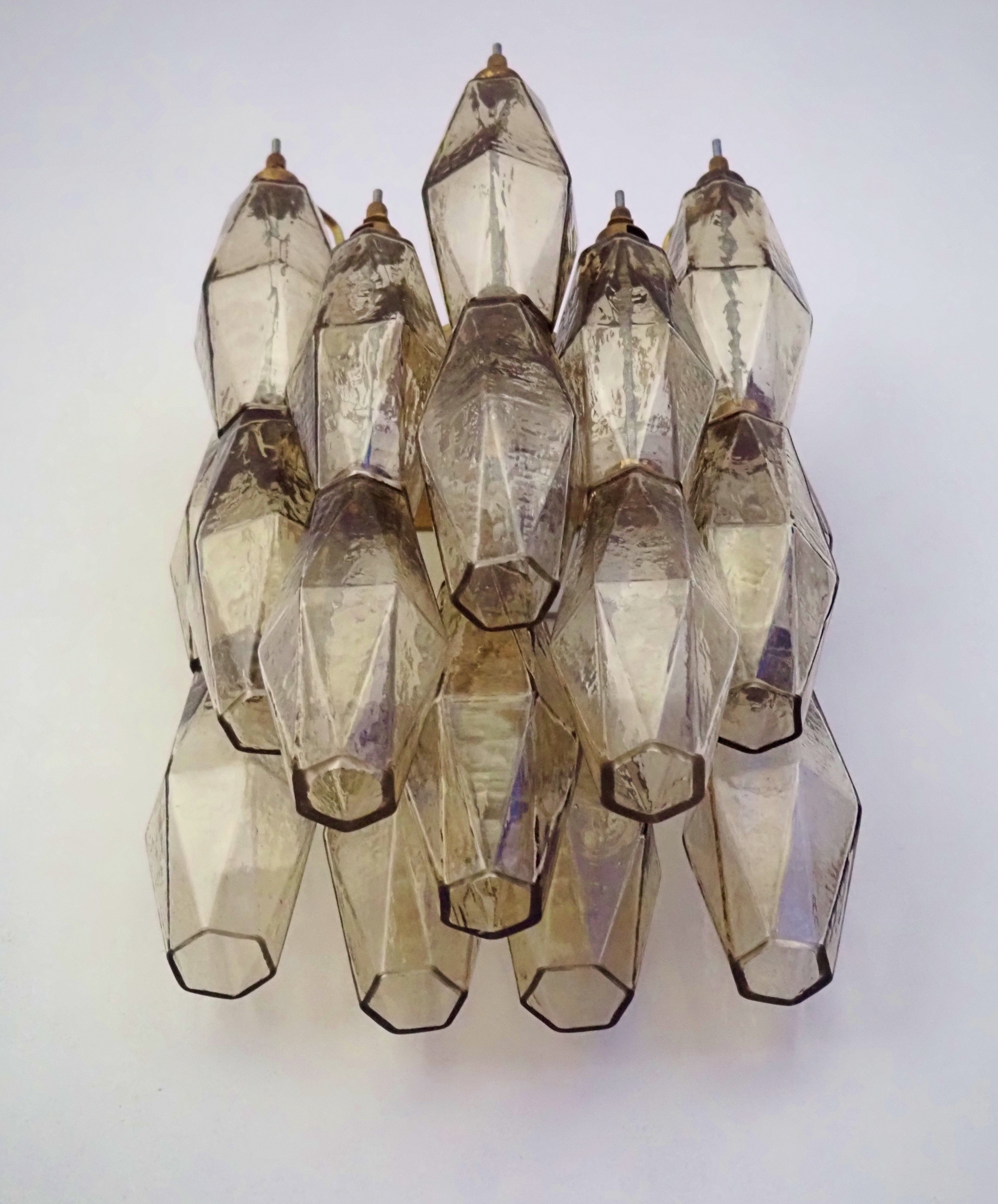 Murano Vegglampe – 17 Røyk Poliedriglass – 2 stk – Murano Classics