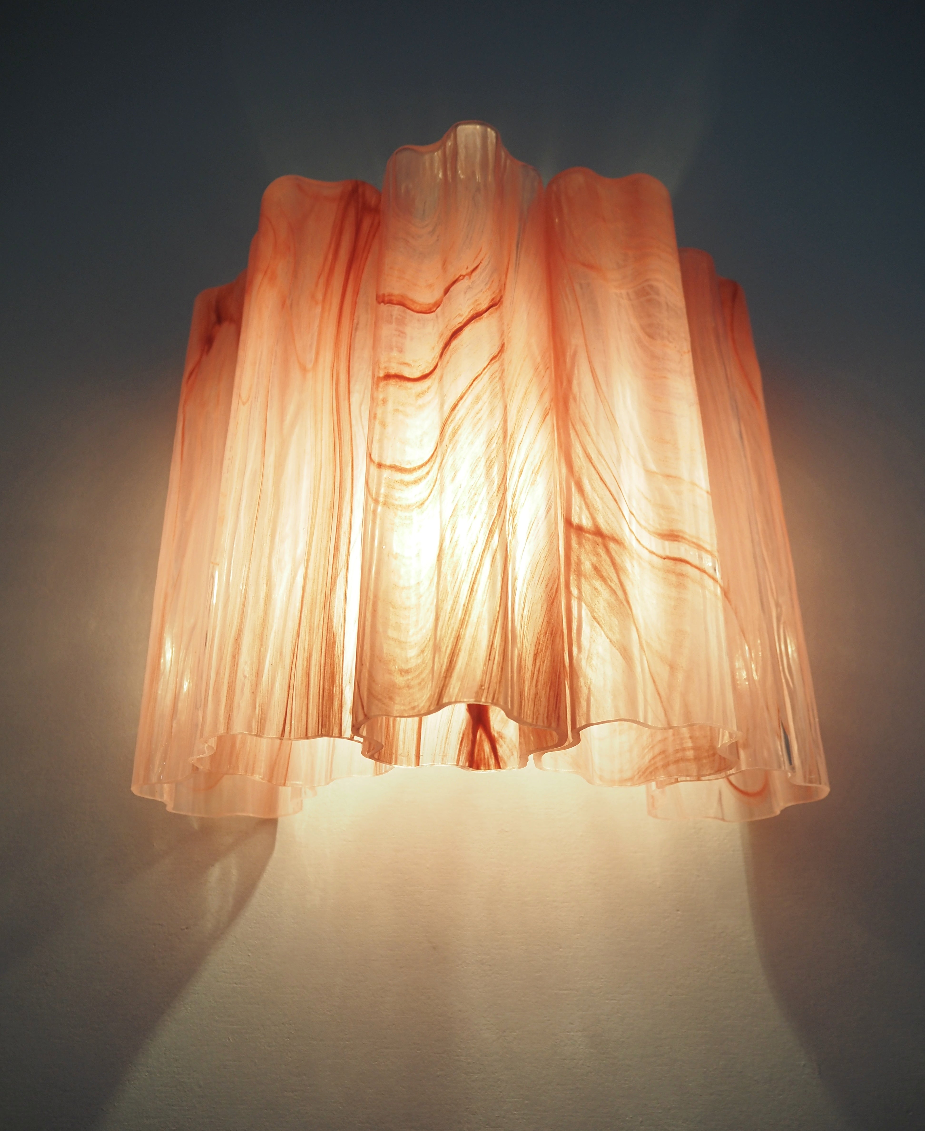 Murano Vegglampe – 5 Rosa Alabaster Glassrør – 2 stk – detalj 5 – Murano Classics